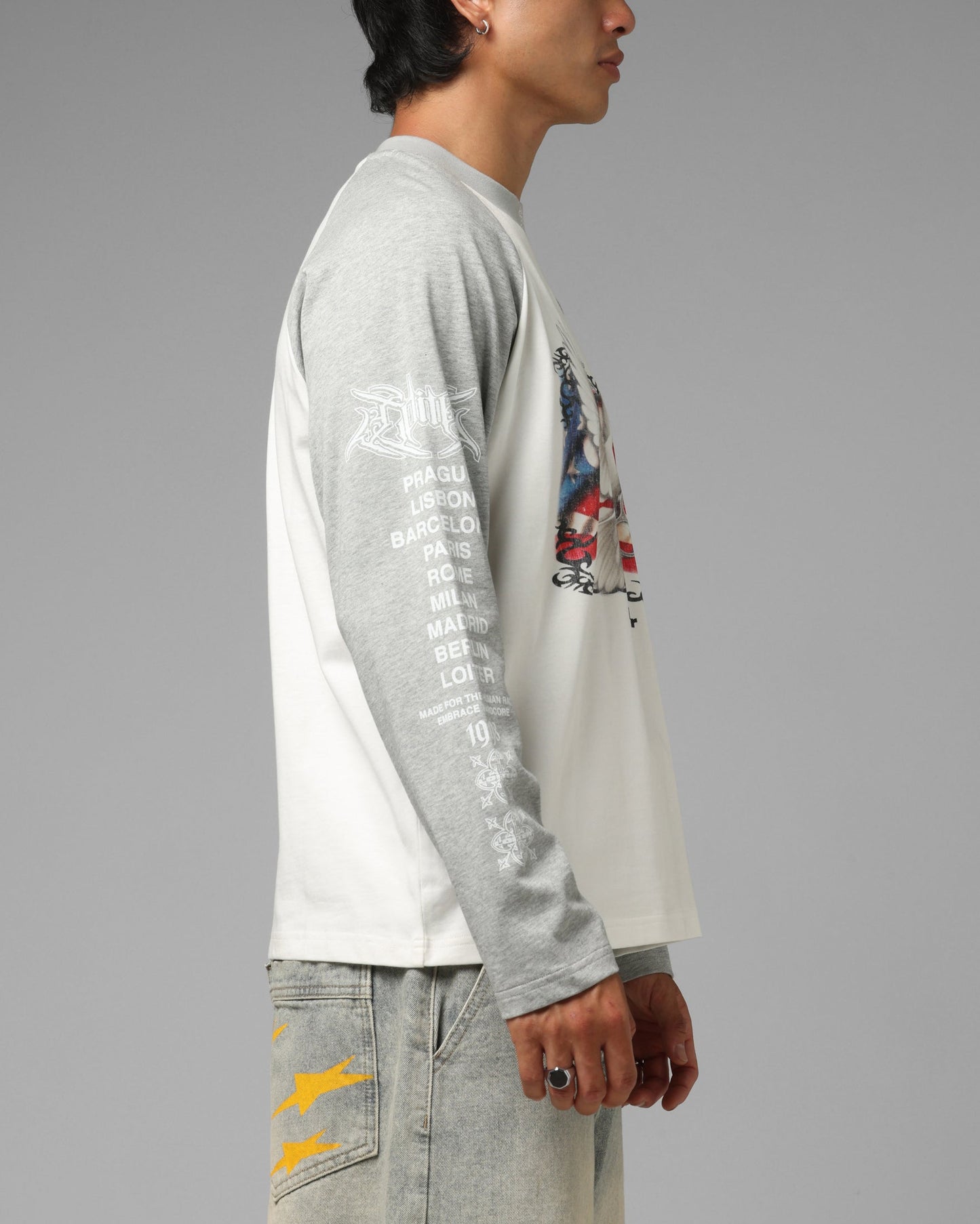 Loiter American Dream Long Sleeve T-Shirt Off White/Grey