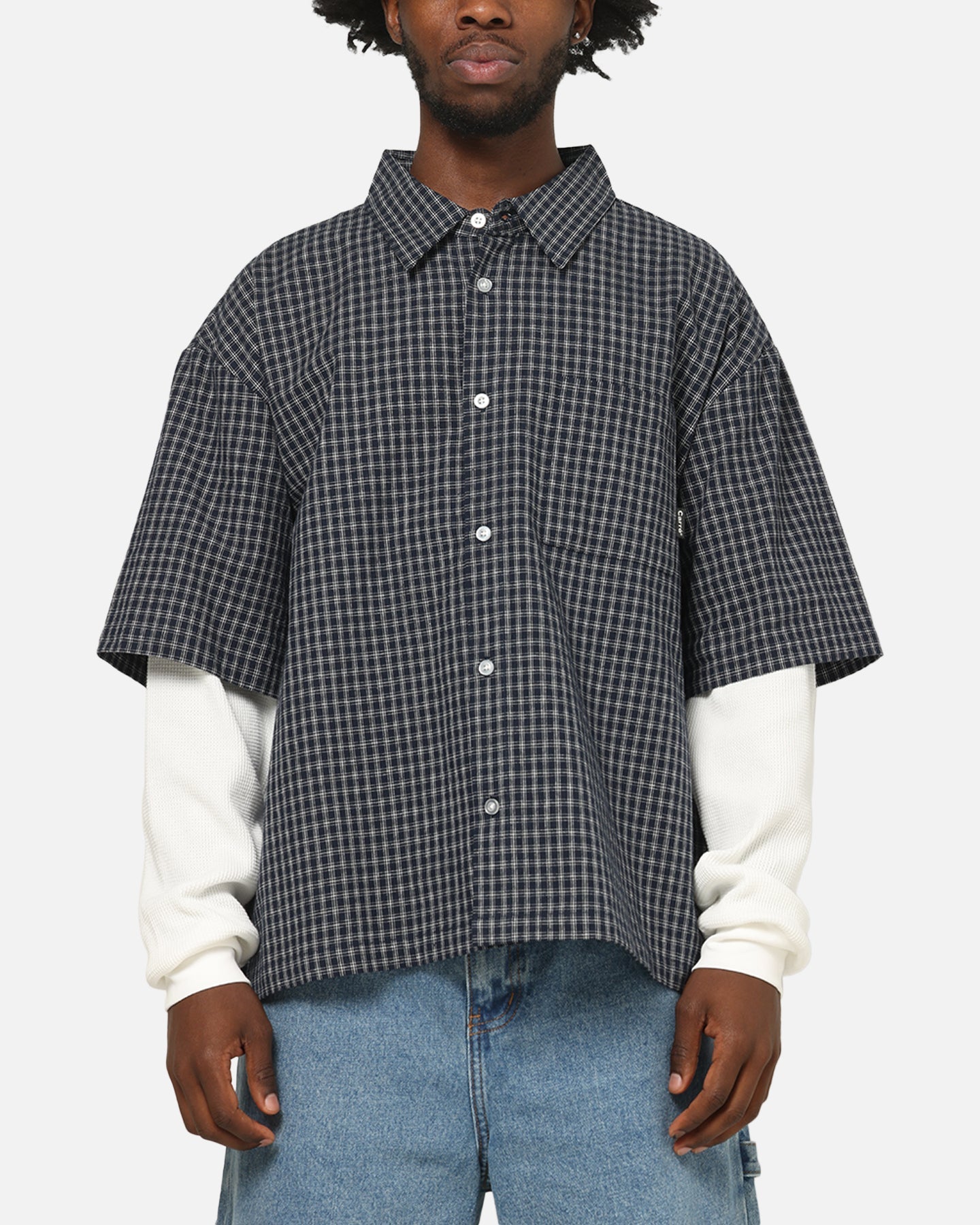 Carre Archive Layered Shirt Navy Plaid