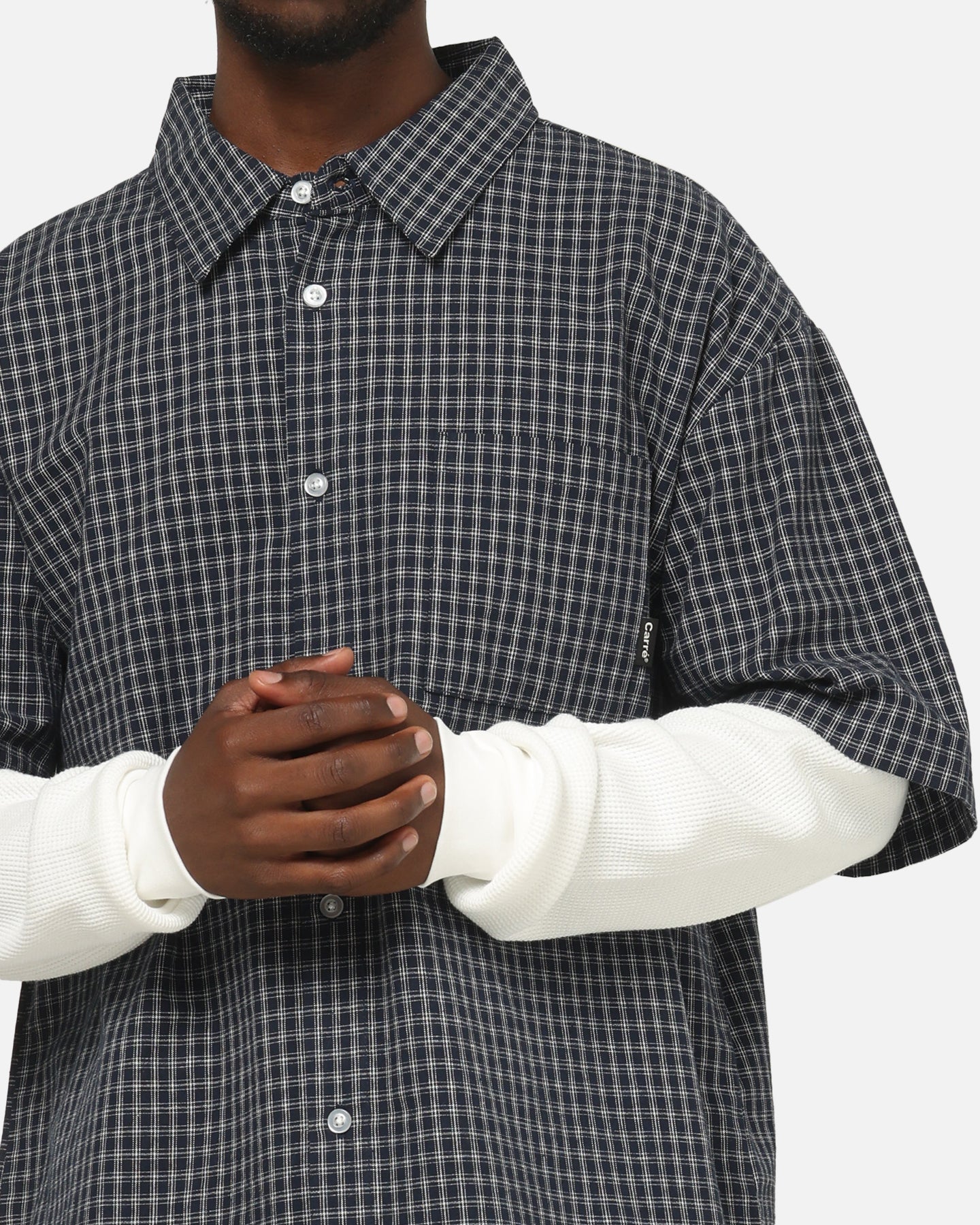 Carre Archive Layered Shirt Navy Plaid