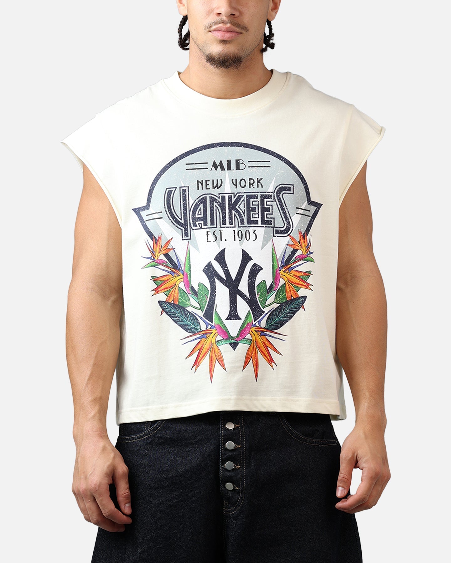 Pro Standard New York Yankees Paradise Muscle T-Shirt Eggshell