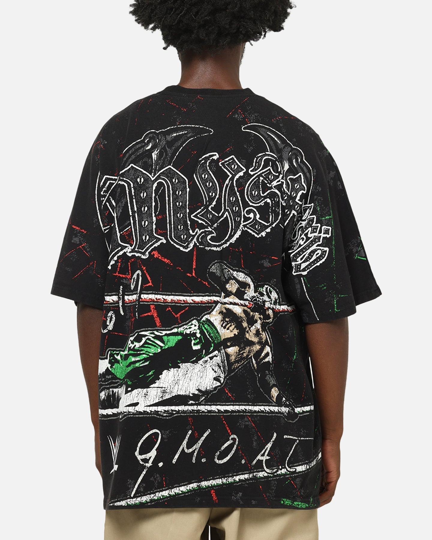 73Studio X WWE 619 All Over Print T-Shirt Black Wash