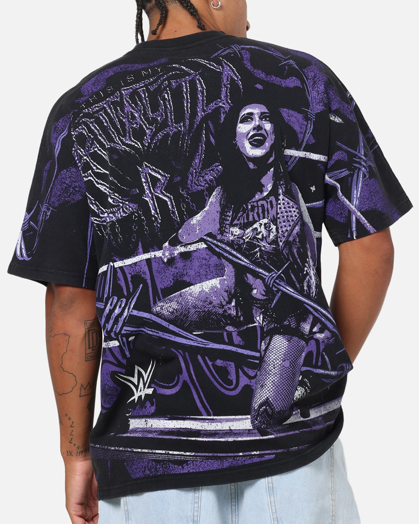 73Studio X WWE Rhea Ripley All Over Print T-Shirt Black Wash