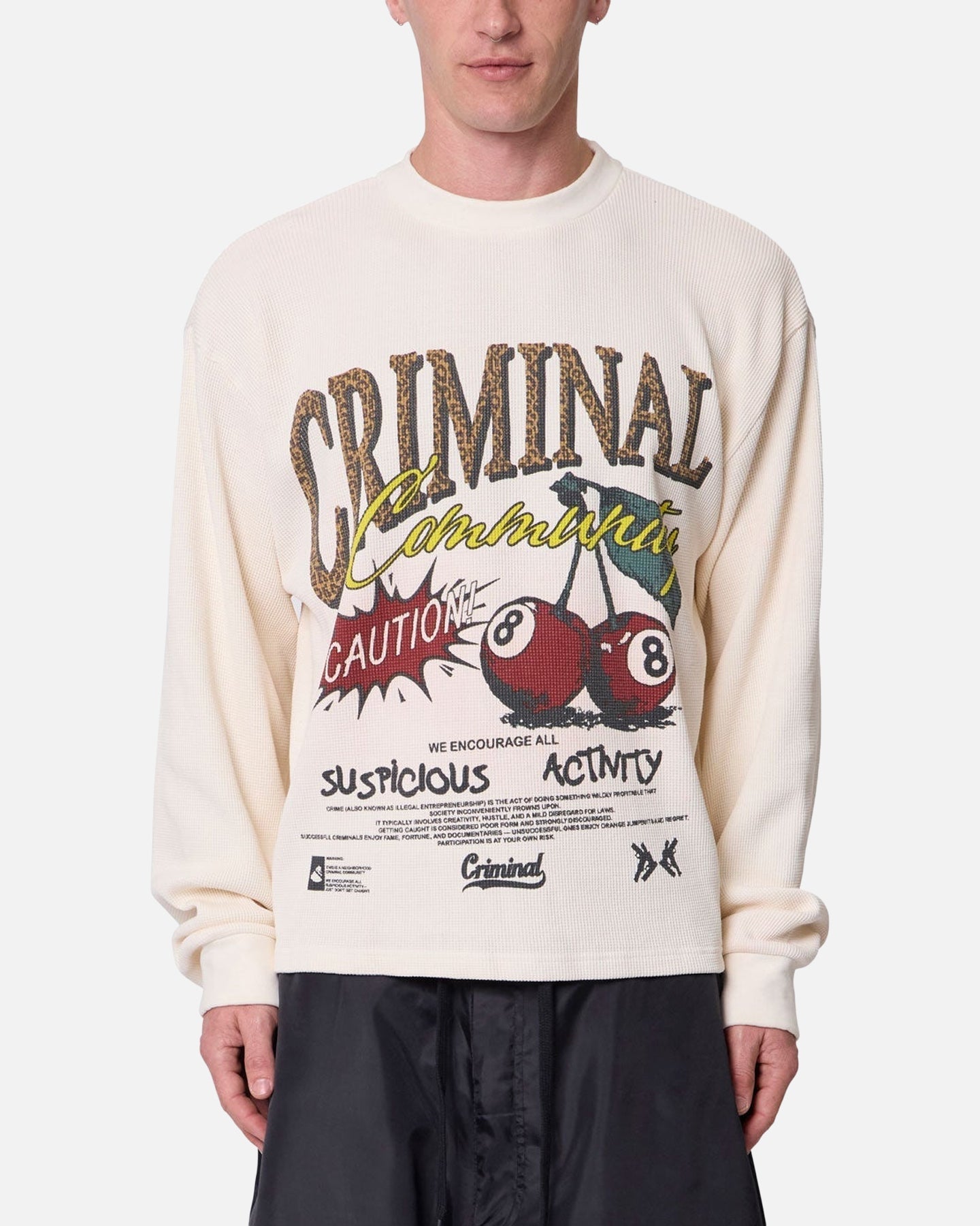 MNML Criminal Long Sleeve Thermal Shirt White