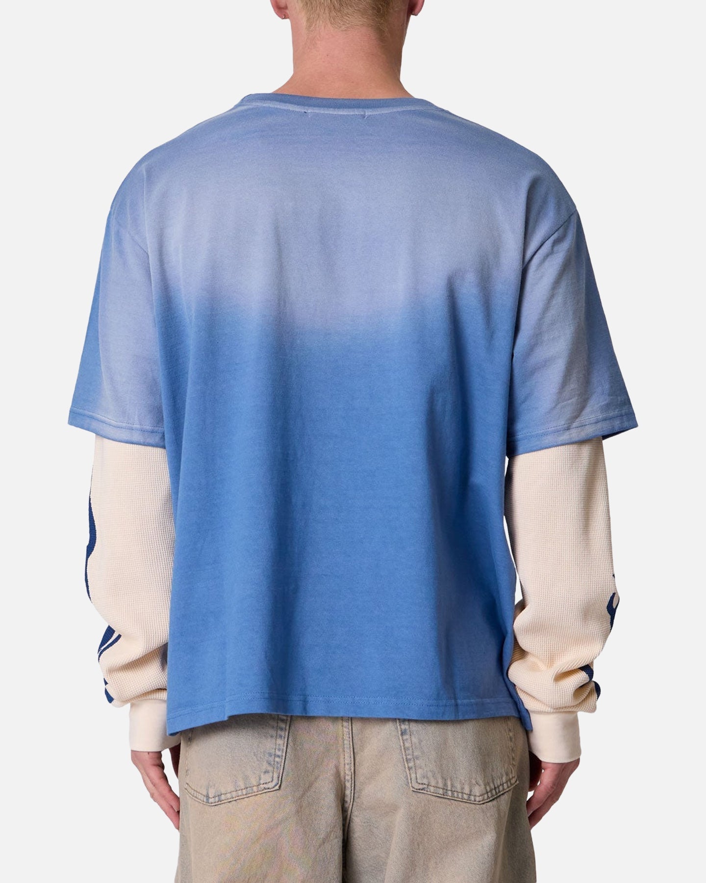 MNML Layered Flame Pocket Long Sleeve T-Shirt Washed Blue