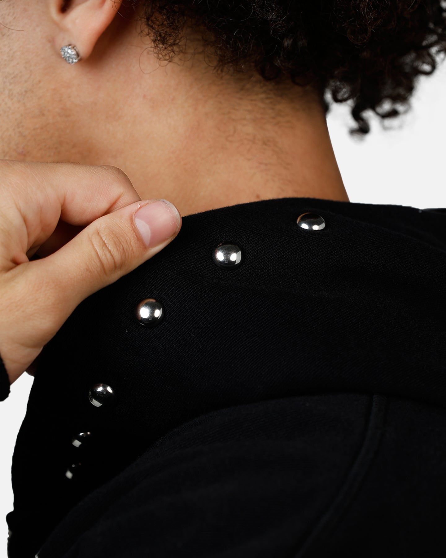 Revenge Tribal Skull Studded Zip Hoodie Black
