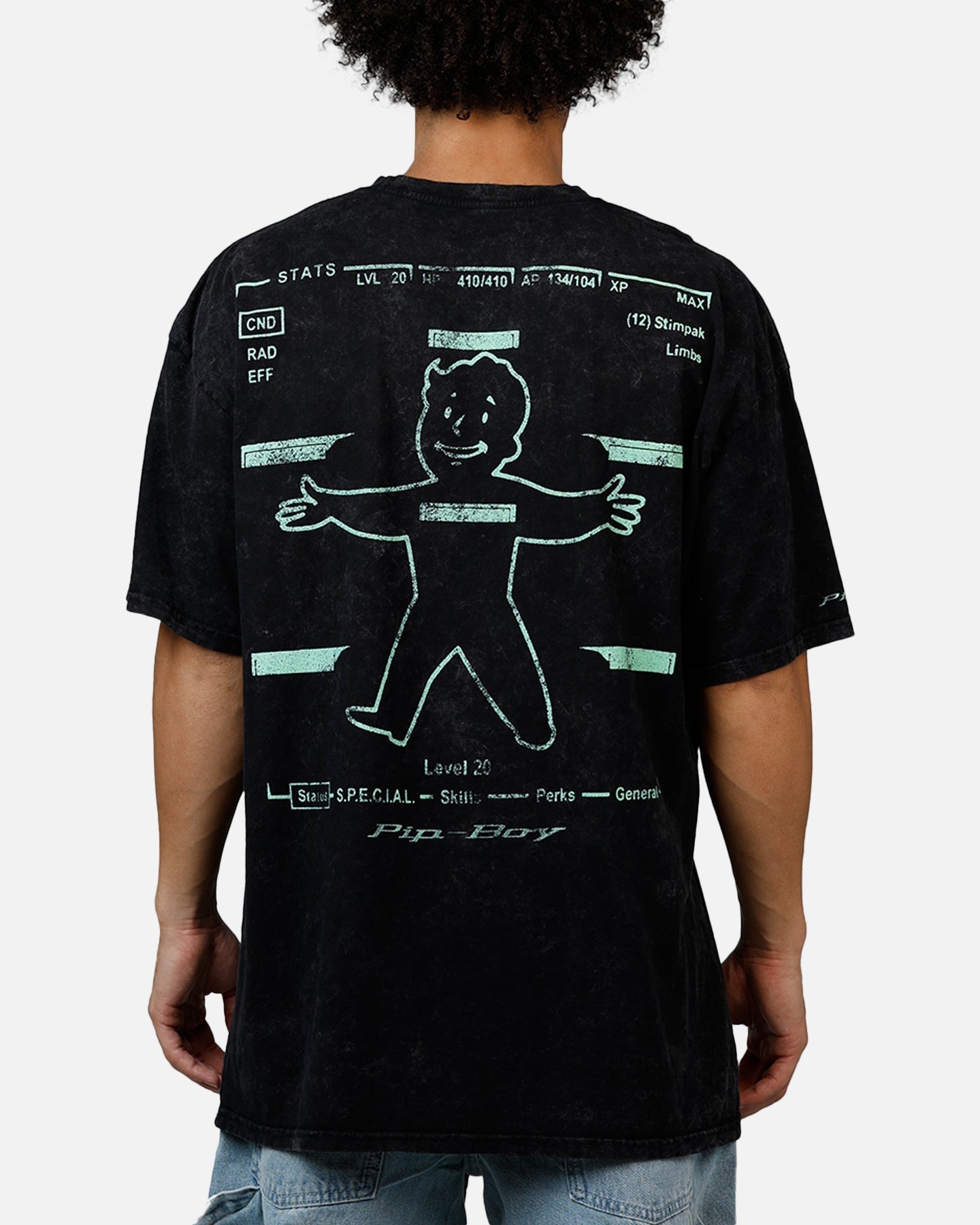 73Studio X Fallout Pipboy T-Shirt Black Acidwash