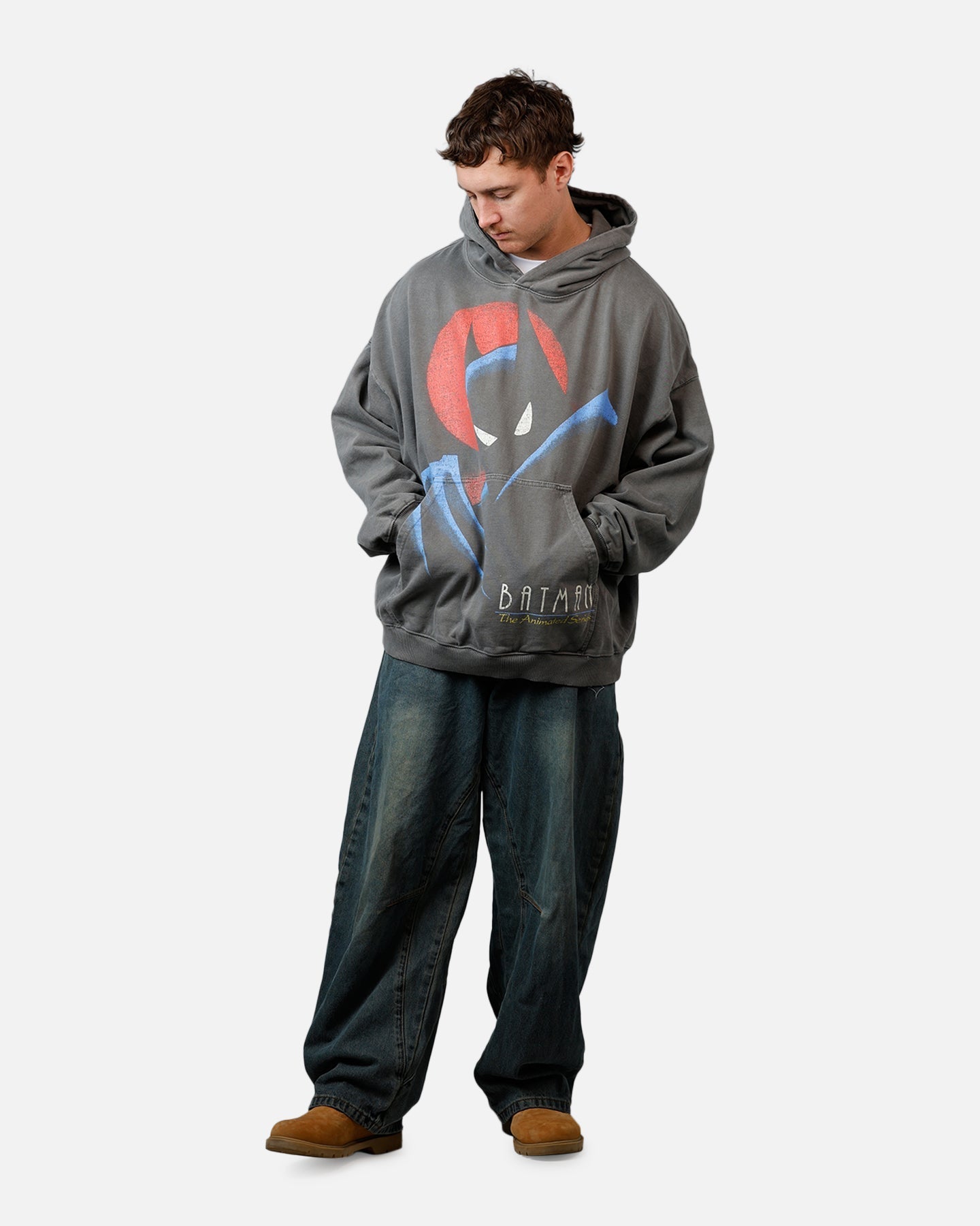 73Studio X DC Batman Hoodie Washed Charcoal