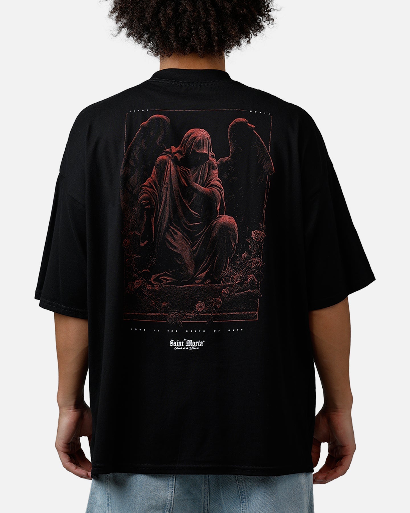 Saint Morta Divine Duty Mock Neck T-Shirt Black
