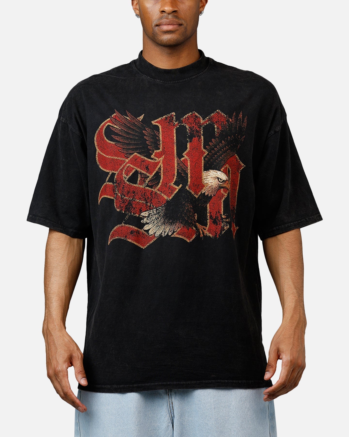 Saint Morta Highway Mock Neck T-Shirt Off Black