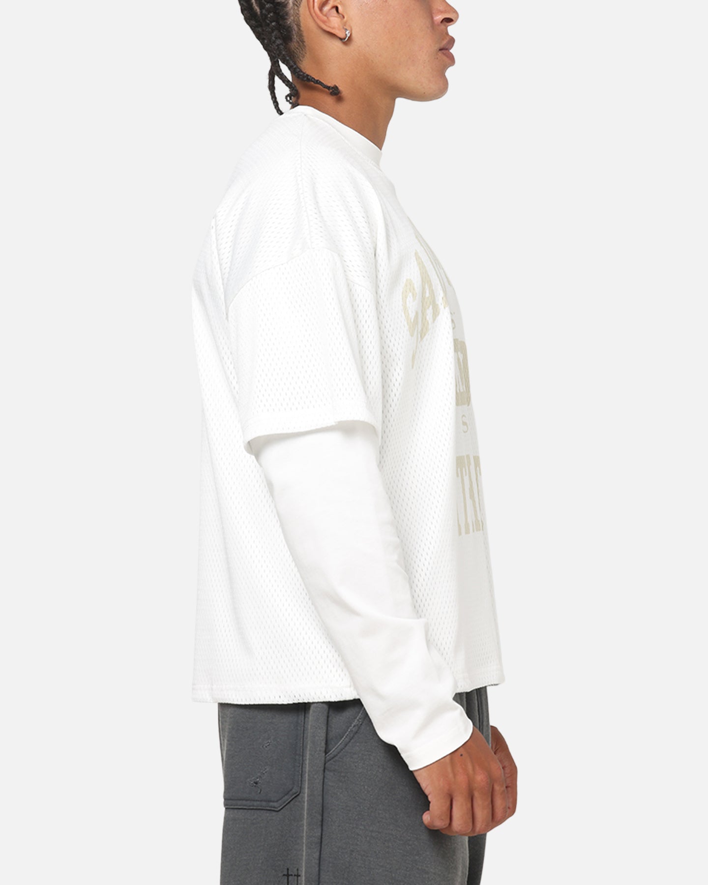 Saint Morta Athltc College Layered Long Sleeve T-Shirt Off White