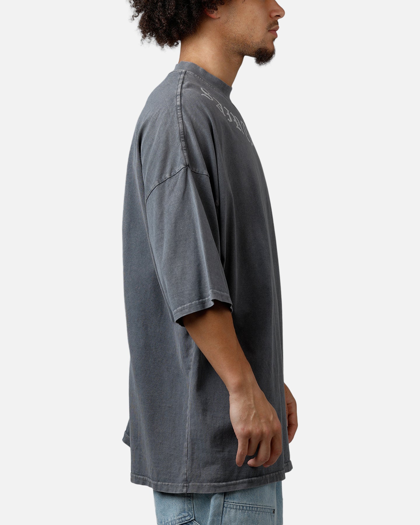 Saint Morta Barbaric Mock Neck T-Shirt Washed Charcoal