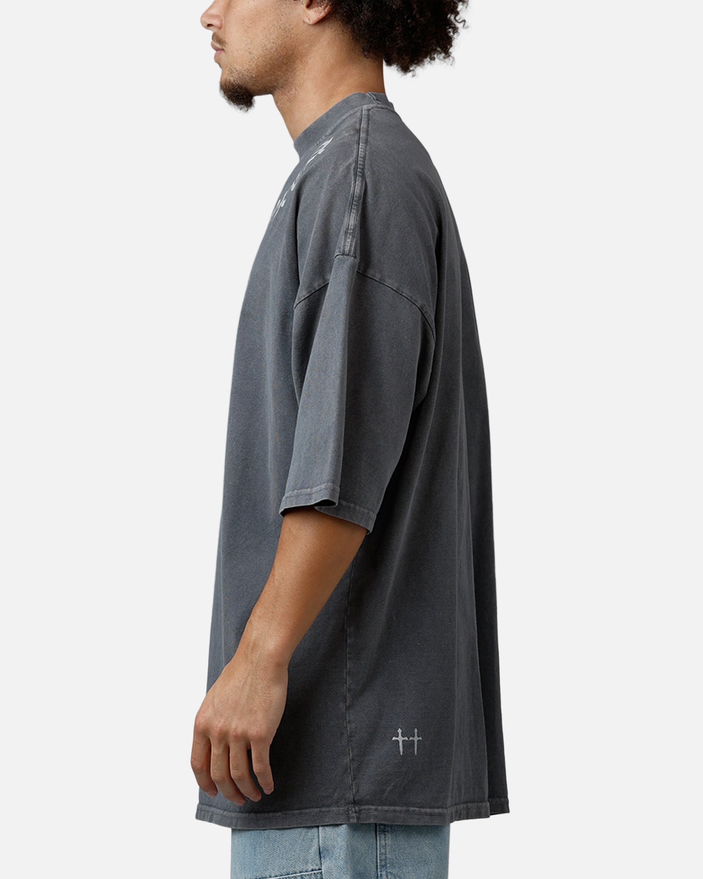 Saint Morta Barbaric Mock Neck T-Shirt Washed Charcoal