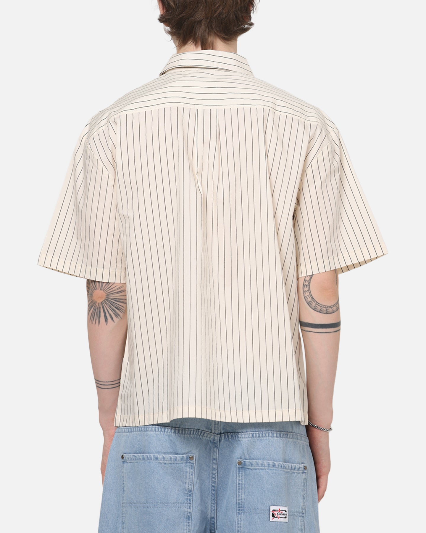 Carre Signature Rose Button Up Shirt Natural Pinstripe
