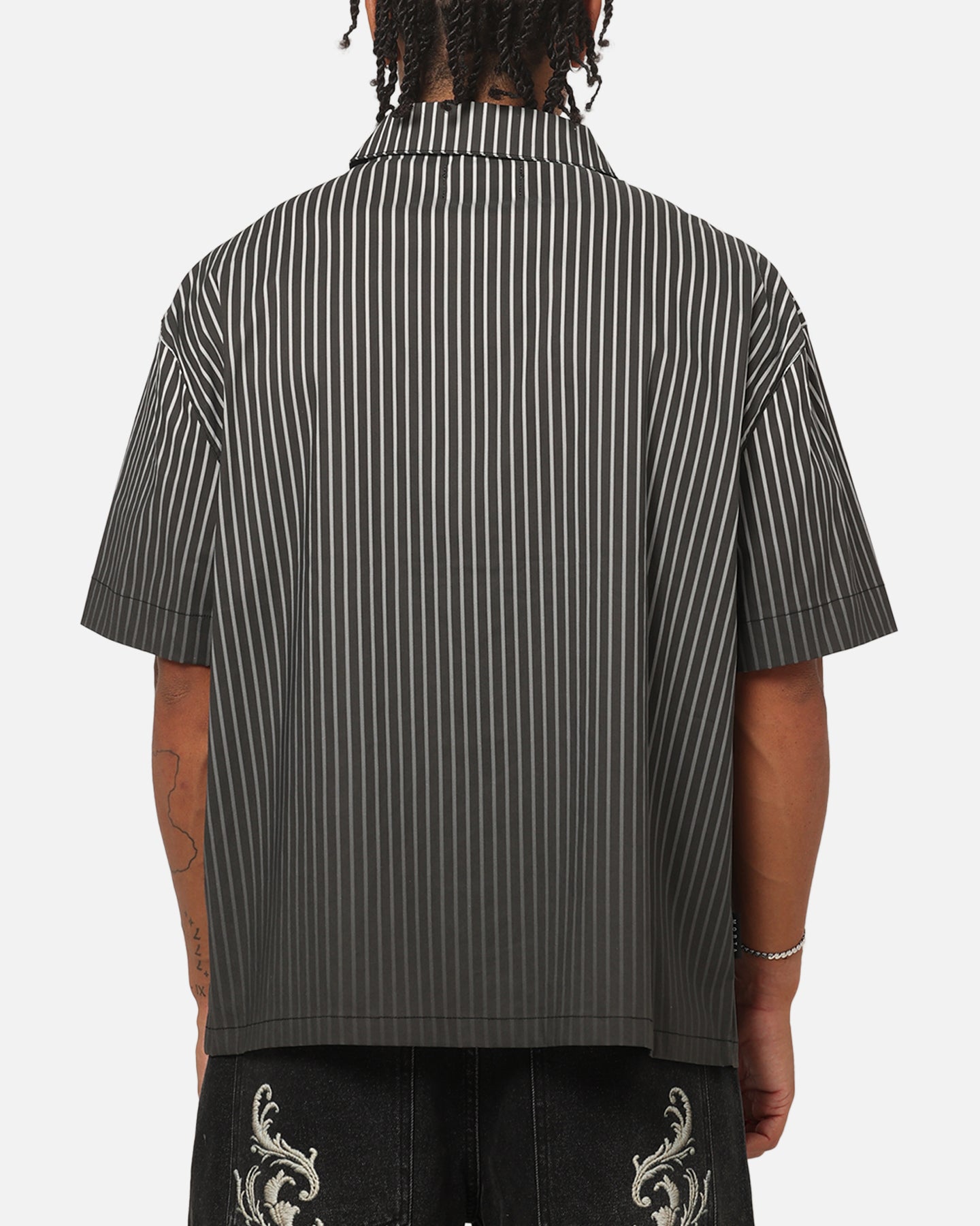 Saint Morta Vela Pinstripe Button Up Shirt Black/White