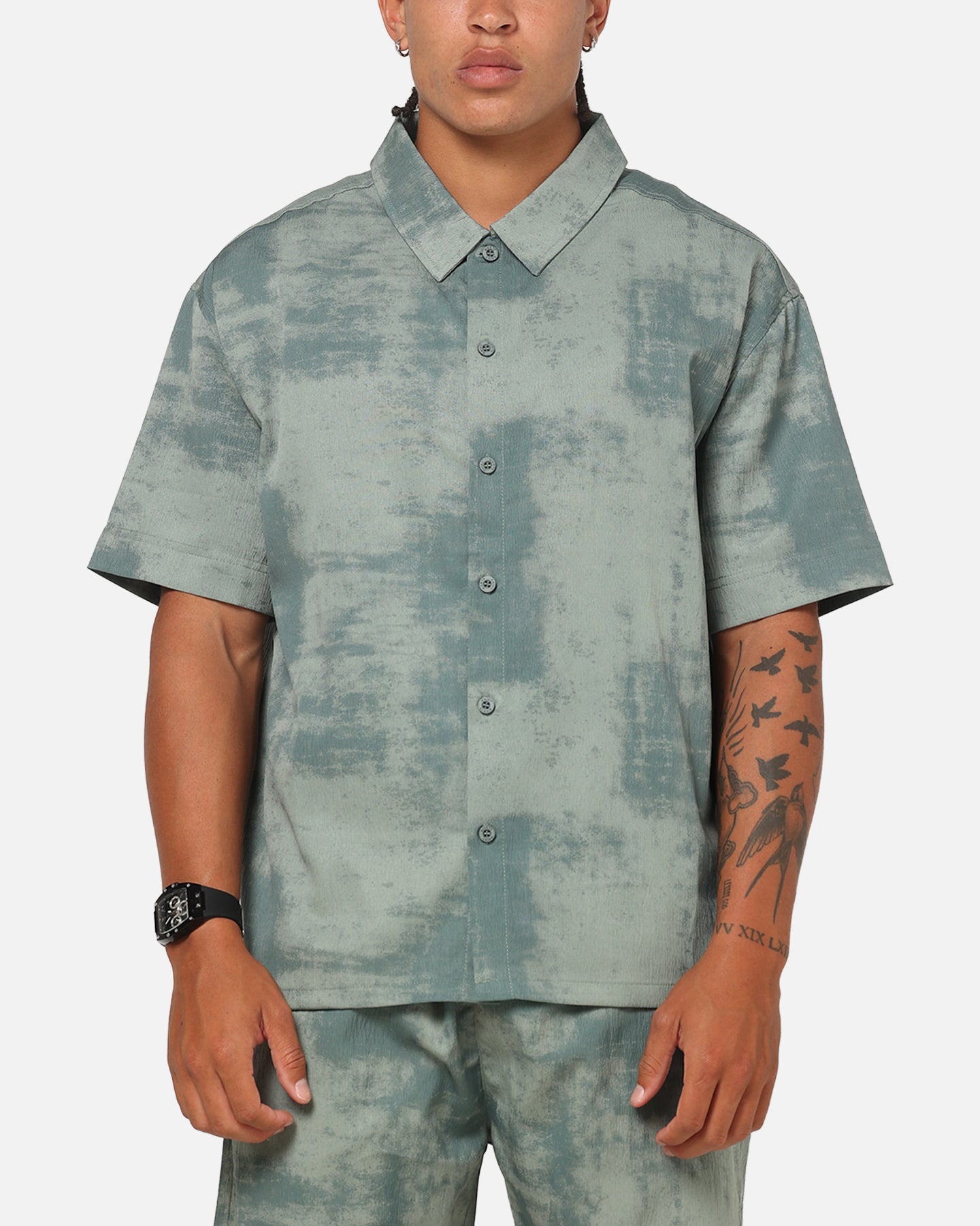 Saint Morta Solis Textured Button Up Shirt Petrol Green