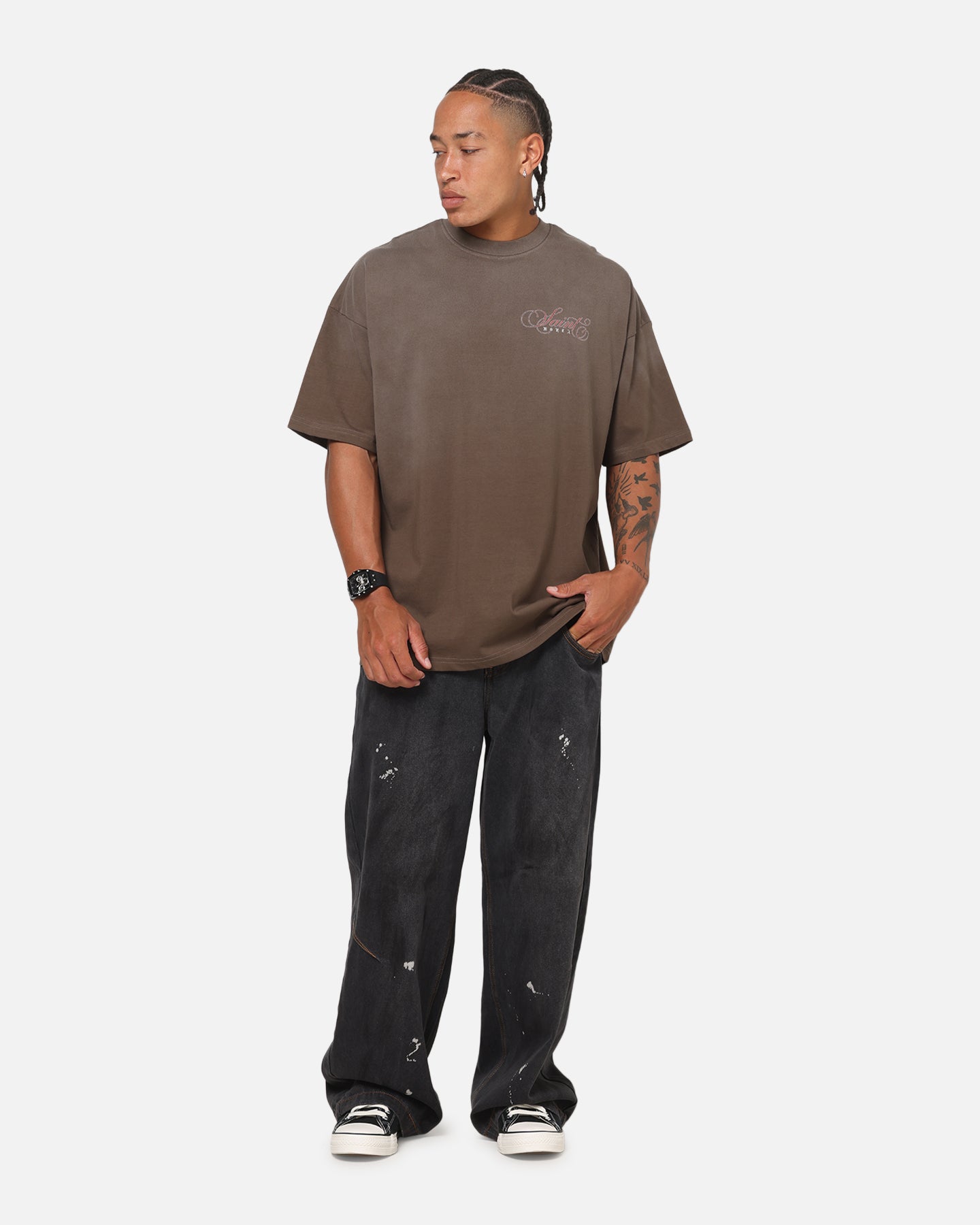 Saint Morta Heavens Kitchen Boxy T-Shirt Washed Brown