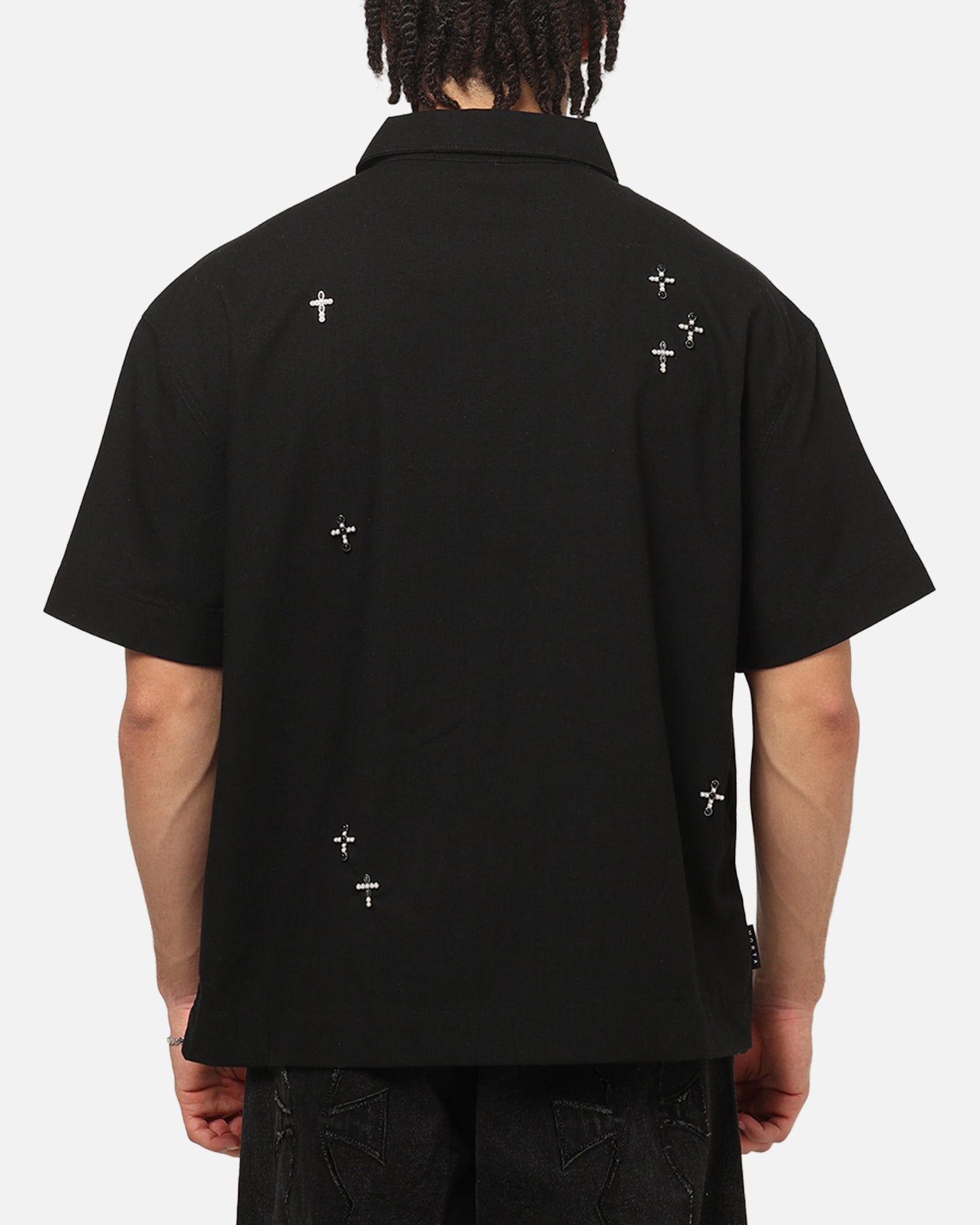 Saint Morta Credo Linen Button Up Shirt Black