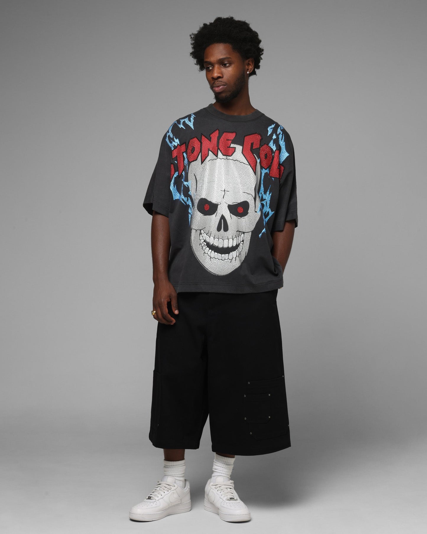 Loiter X WWE Stone Cold Rhinestone T-Shirt Black