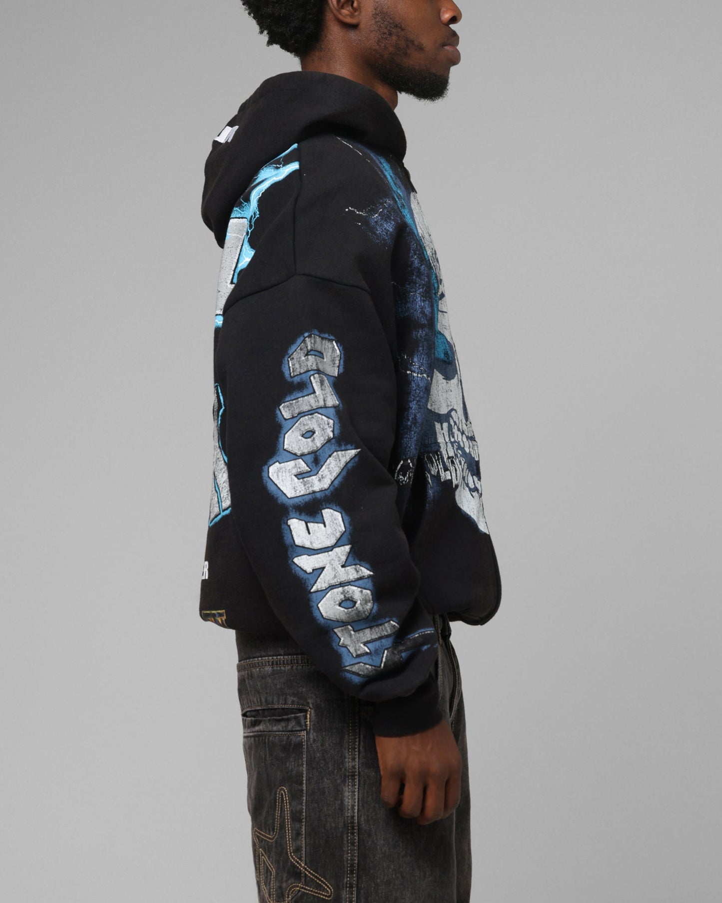 Loiter X WWE Stone Cold Beef Vintage Zip Hoodie Black