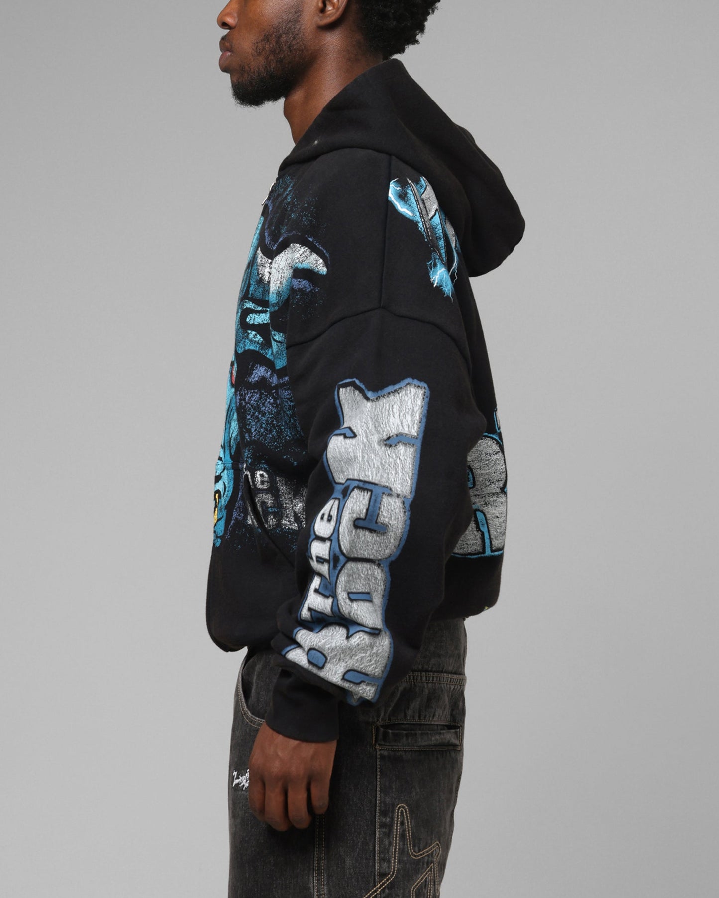 Loiter X WWE Stone Cold Beef Vintage Zip Hoodie Black