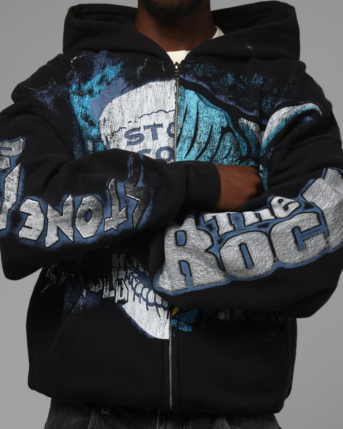 Loiter X WWE Stone Cold Beef Vintage Zip Hoodie Black