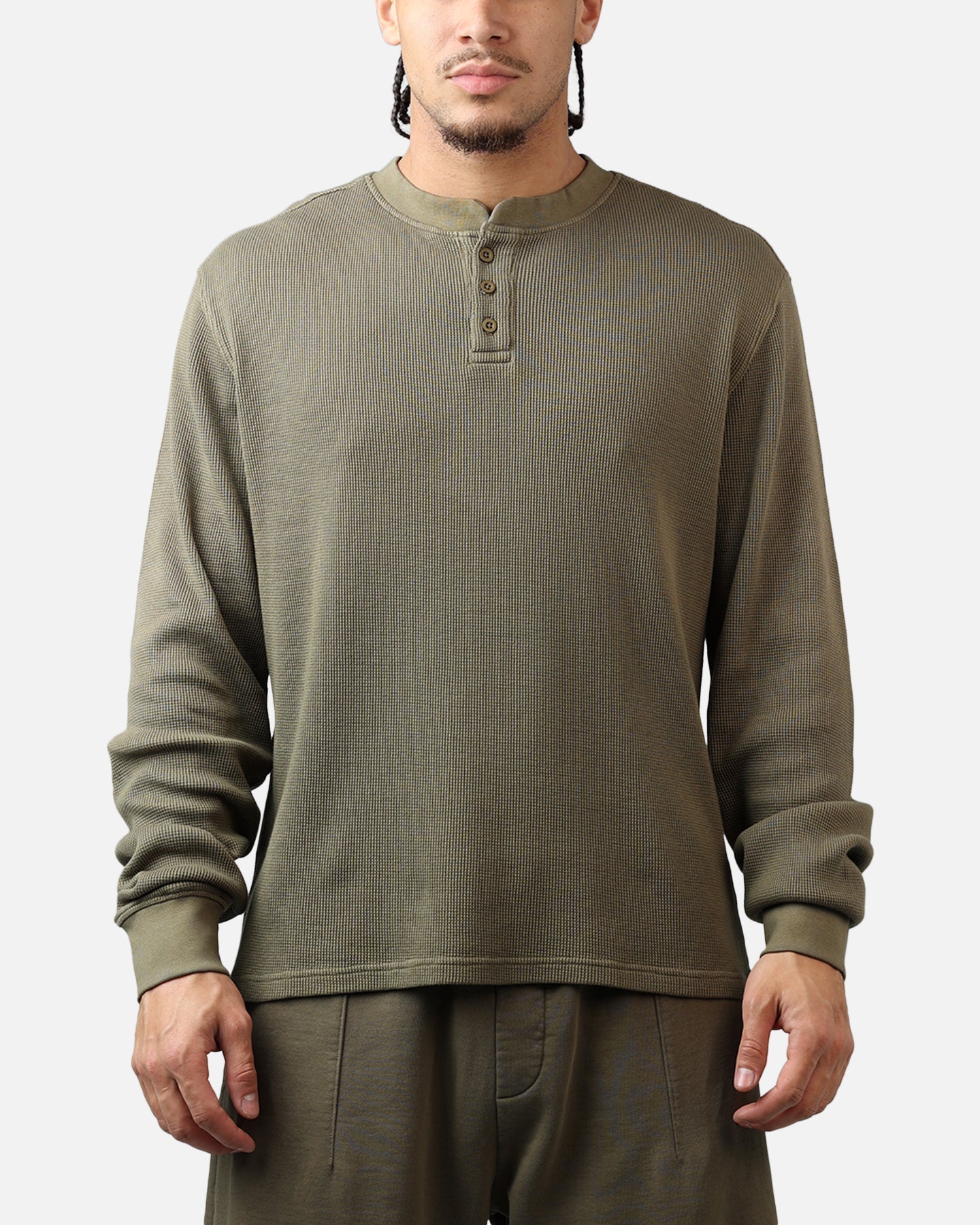 American Thrift Waffle Henley Shirt Washed Olive