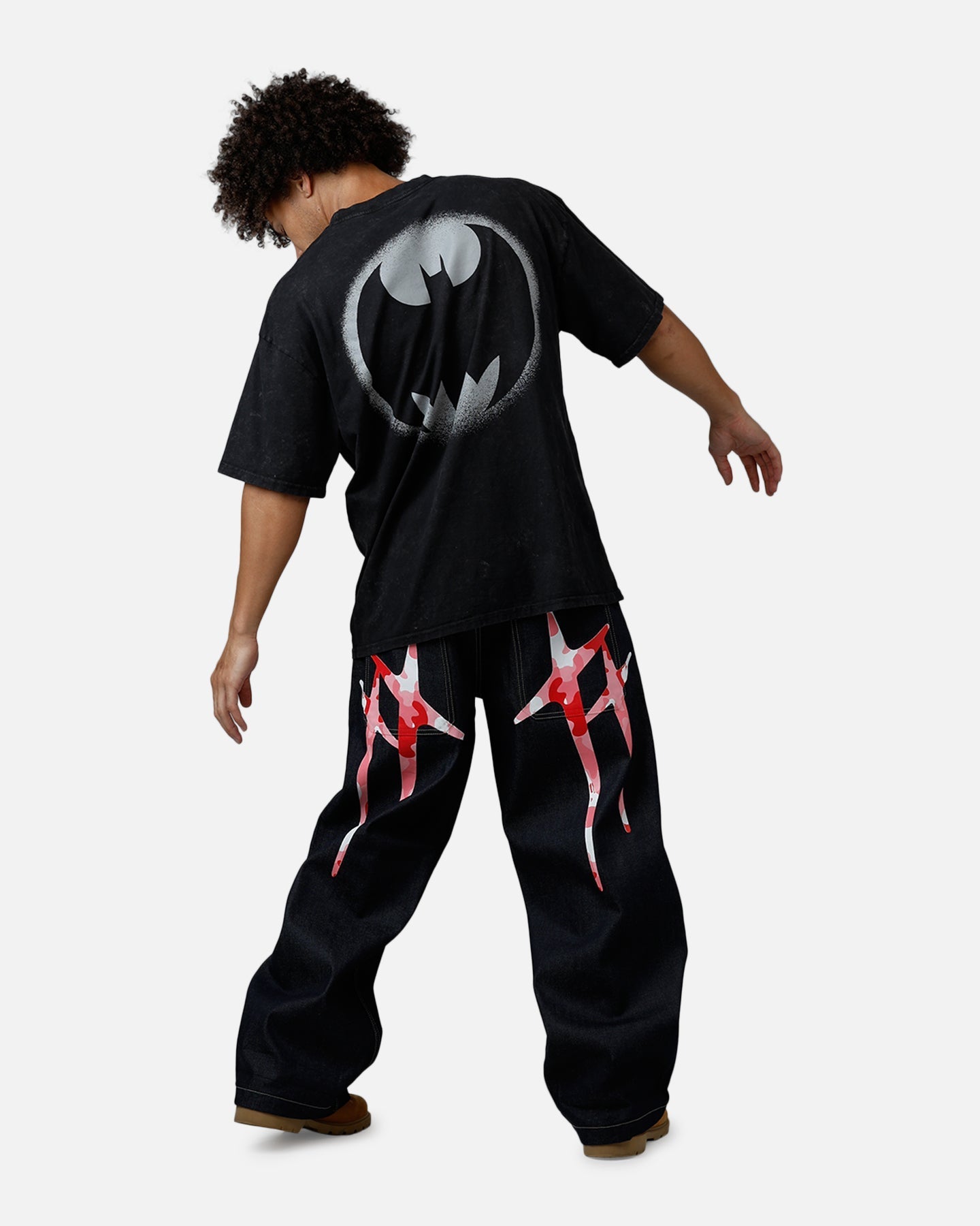 73Studio X DC Batman Dark Knight T-Shirt Black Acidwash