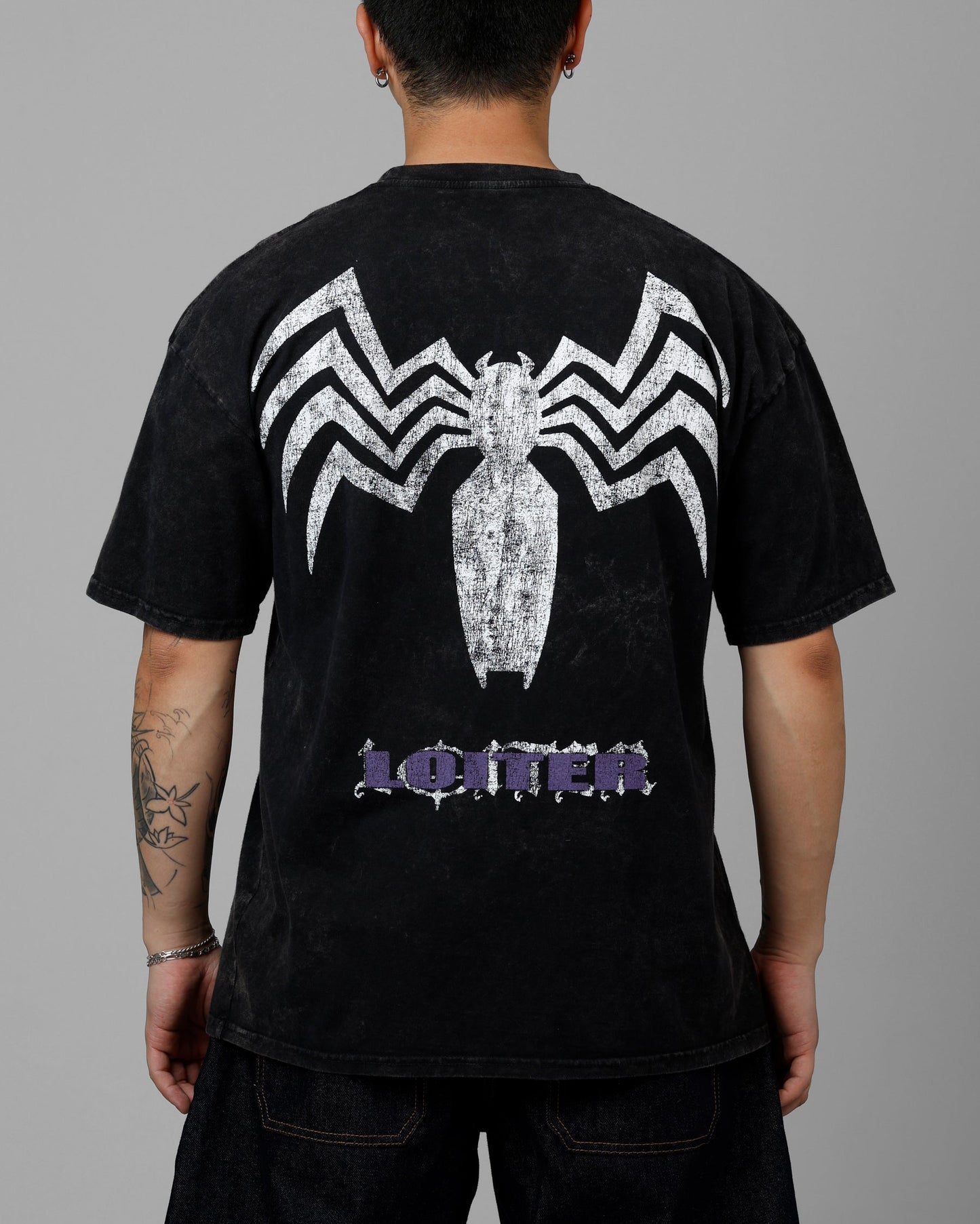 Loiter Marvel Venom Vintage T-Shirt Black Acidwash