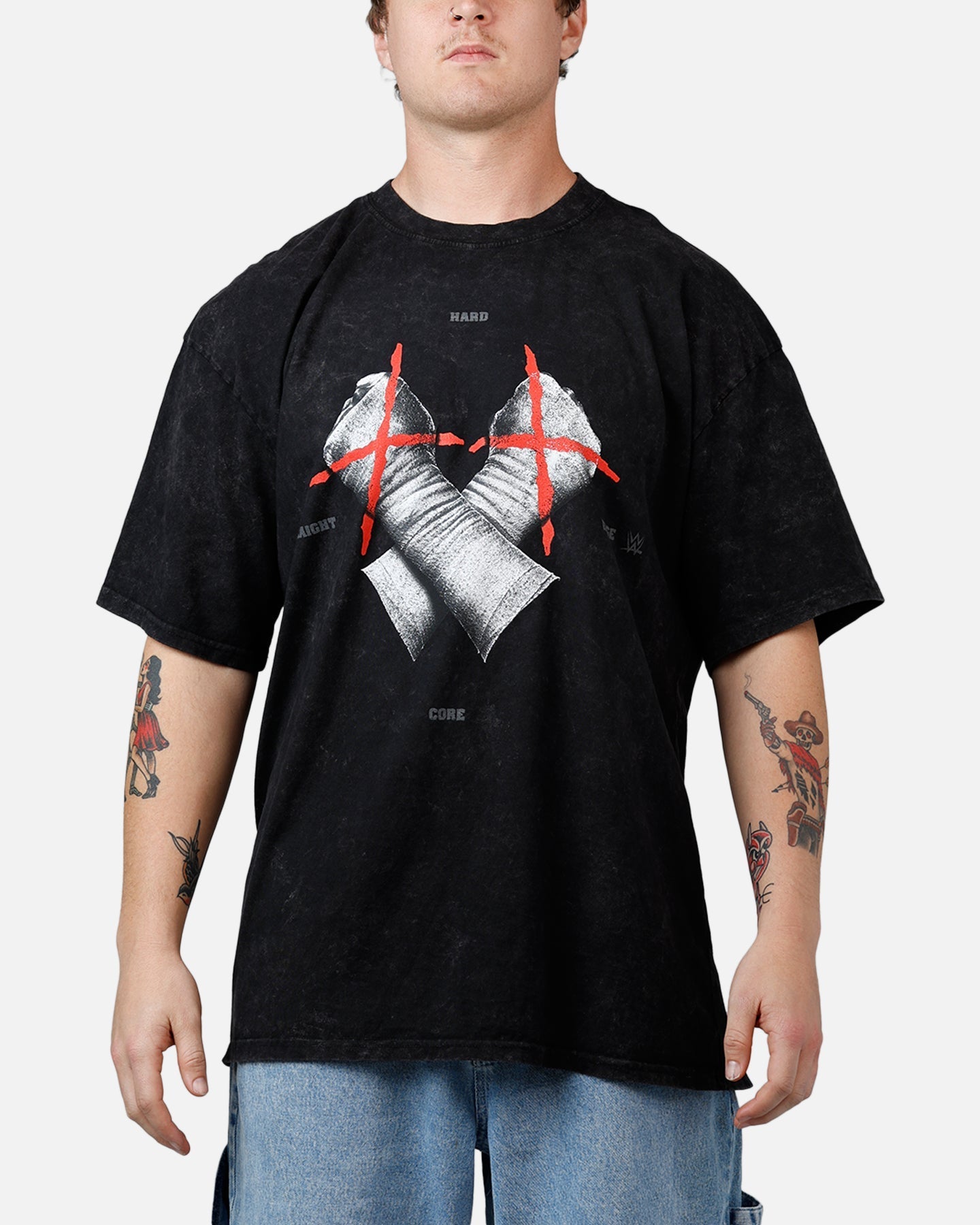 73Studio X WWE Wrestlemania 42 CM Punk T-Shirt Black Acidwash