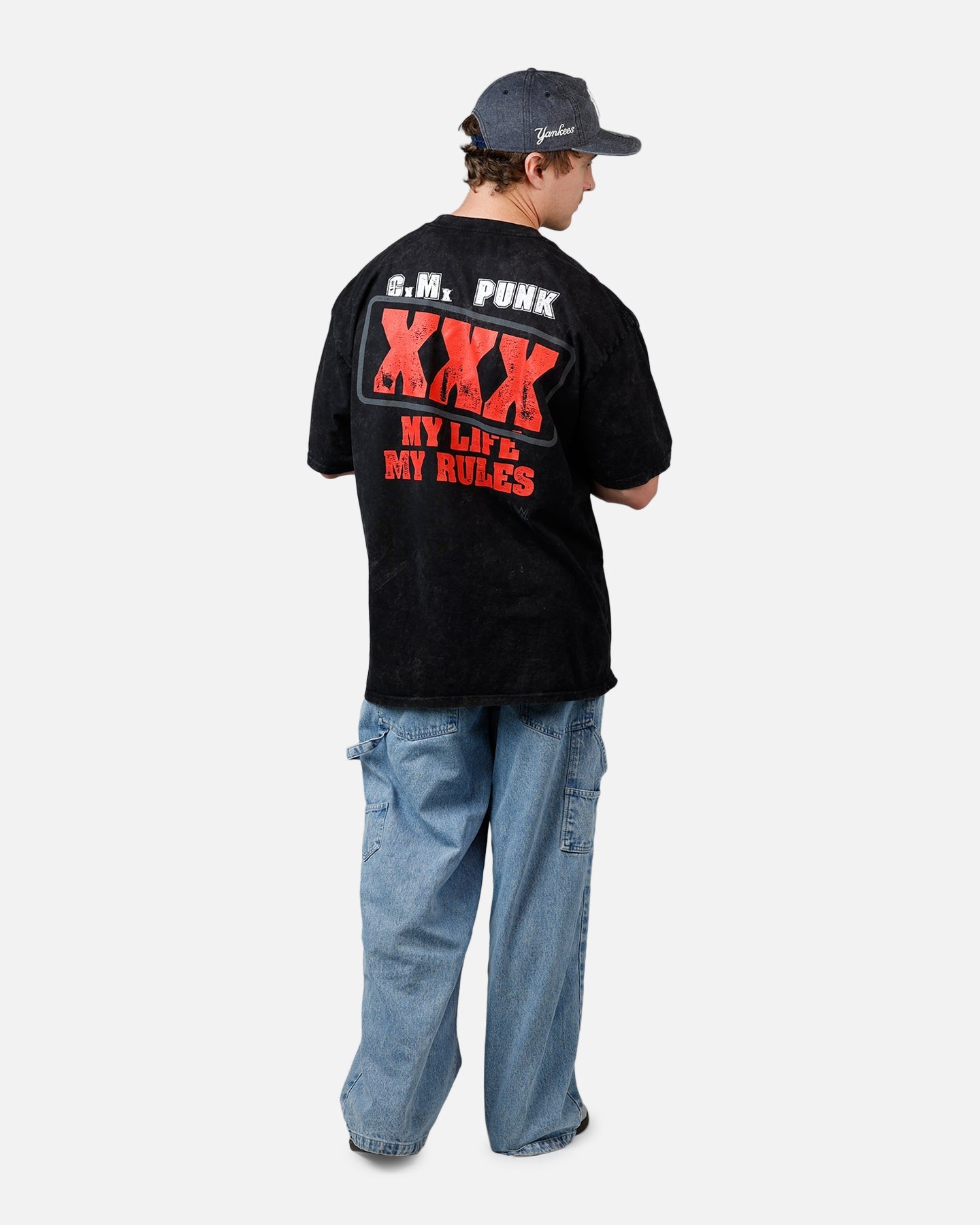 73Studio X WWE Wrestlemania 42 CM Punk T-Shirt Black Acidwash