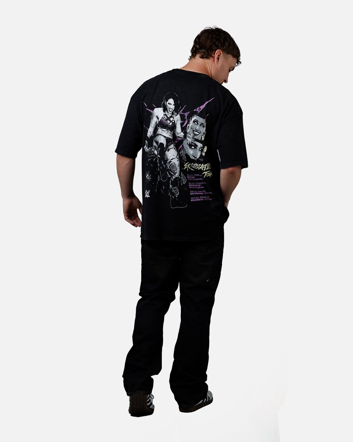 73Studio X WWE Wrestlemania 42 Rhea Ripley T-Shirt Black Acidwash
