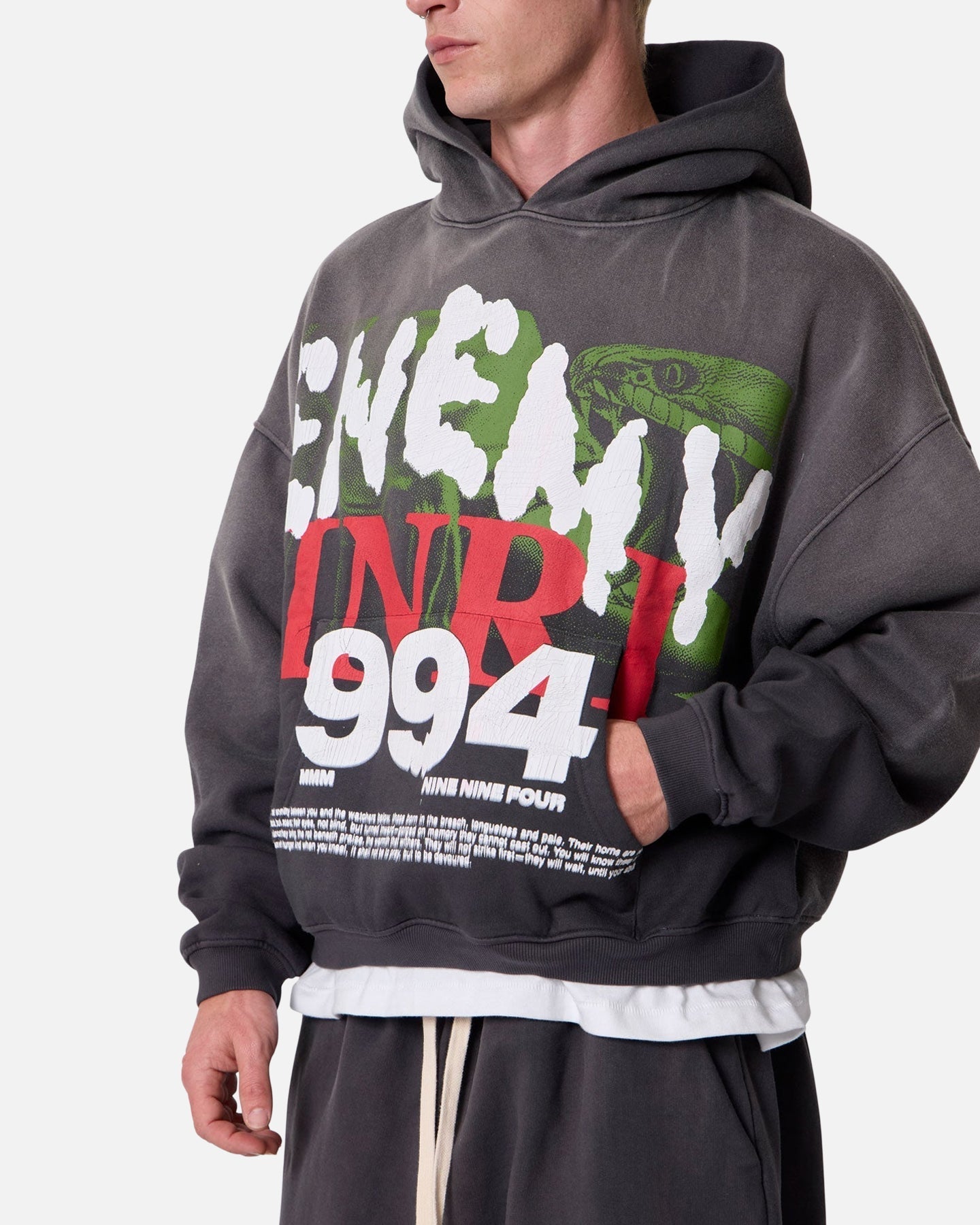 MNML Enemy Hoodie Washed Black