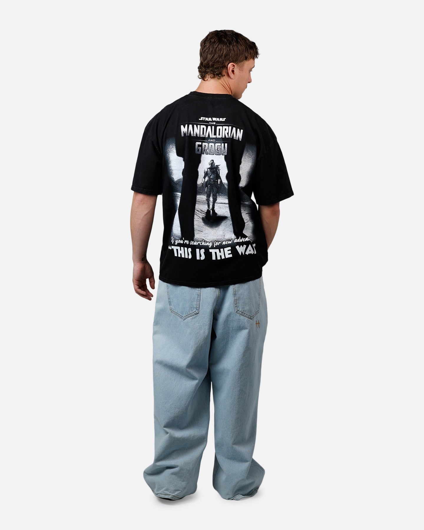 73Studio Star Wars Stand Off Glitter T-Shirt Black Acidwash