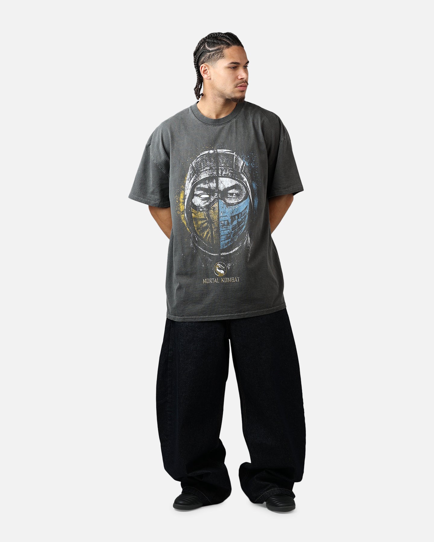 73Studio X Mortal Kombat Split Faces T-Shirt Washed Charcoal