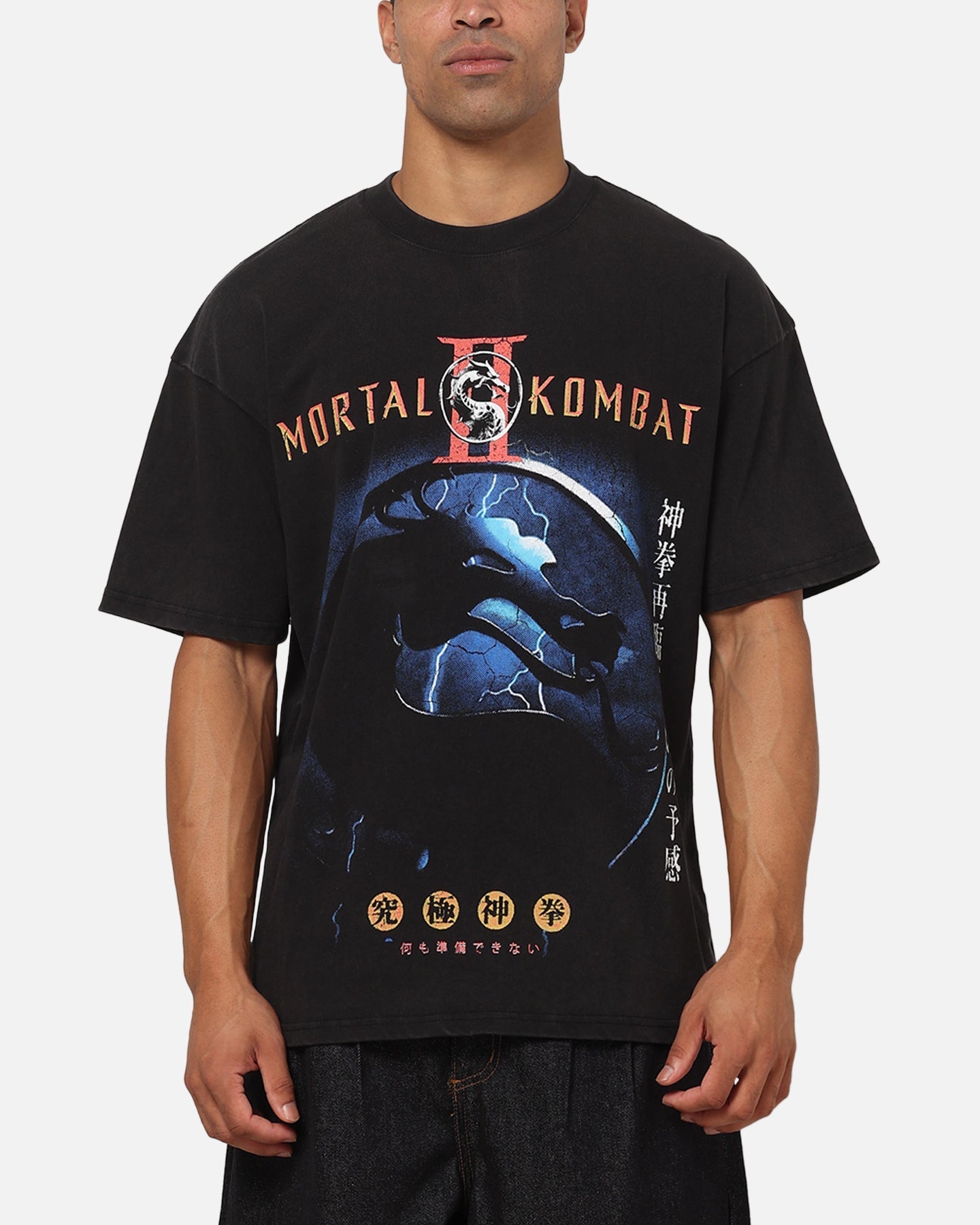 73Studio X Mortal Kombat 2 Vintage T-Shirt Black Acidwash