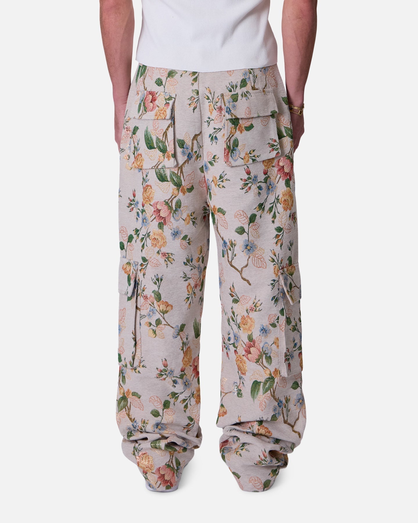 MNML Jacquard Rose Cargo Pants Gold