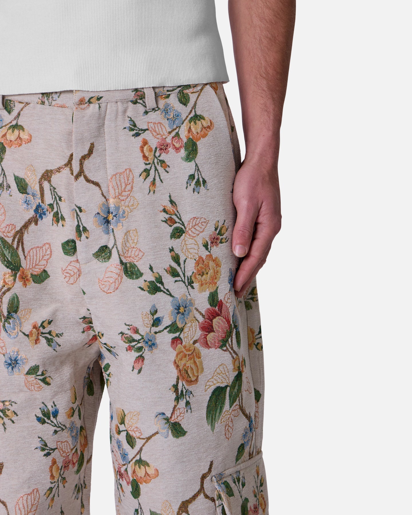 MNML Jacquard Rose Cargo Pants Gold