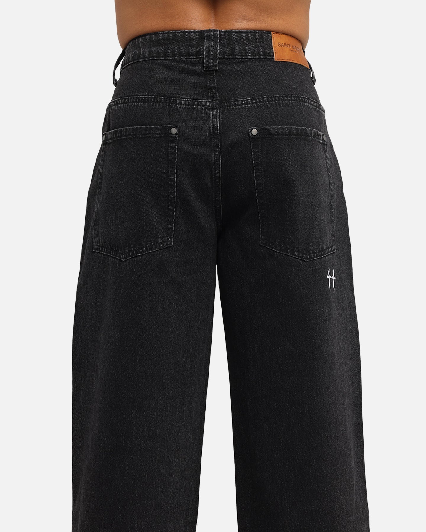 Saint Morta Amplus Tribal Rhinestone Jeans Black Shadow