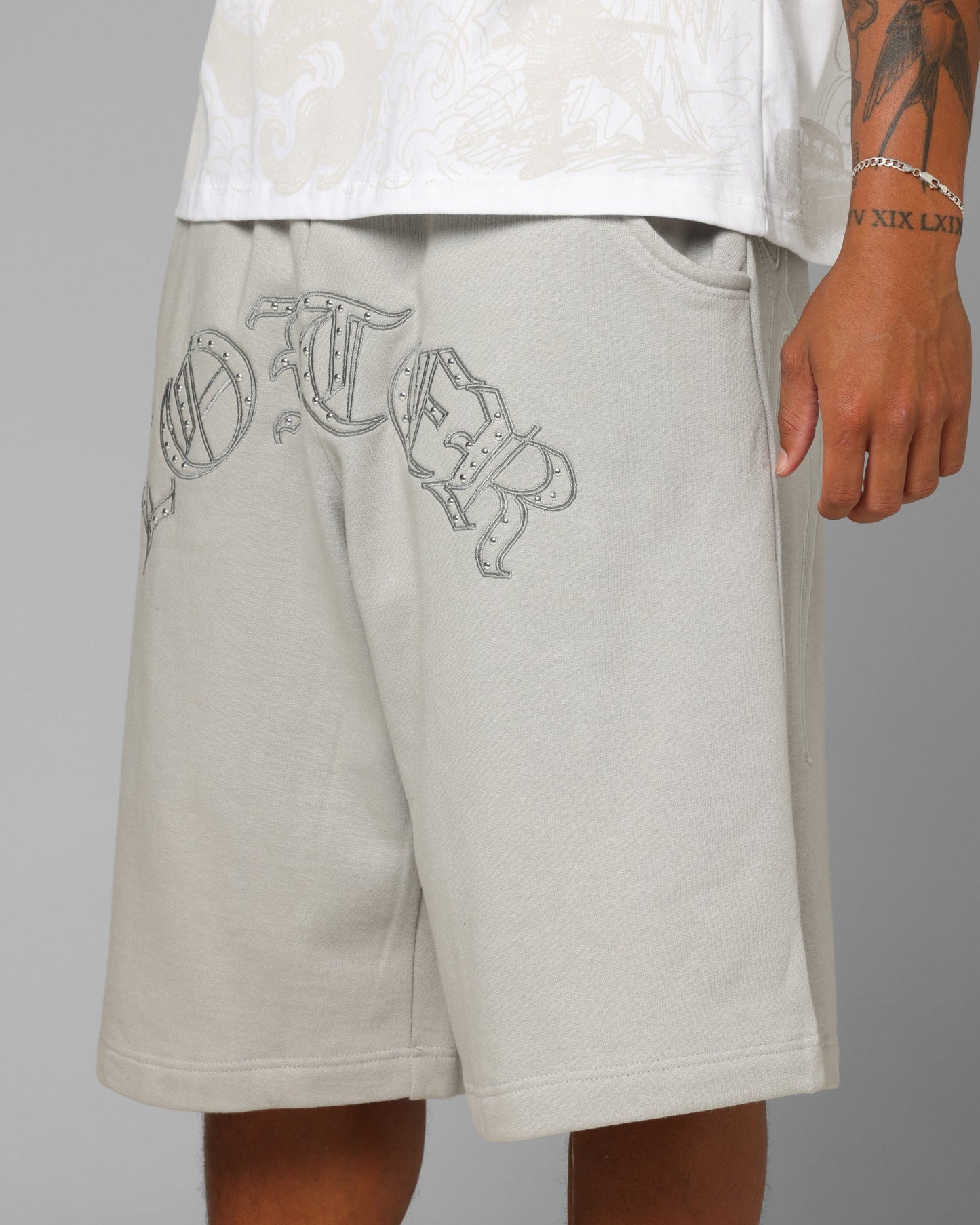 Loiter Destruct Sweat Shorts Grey