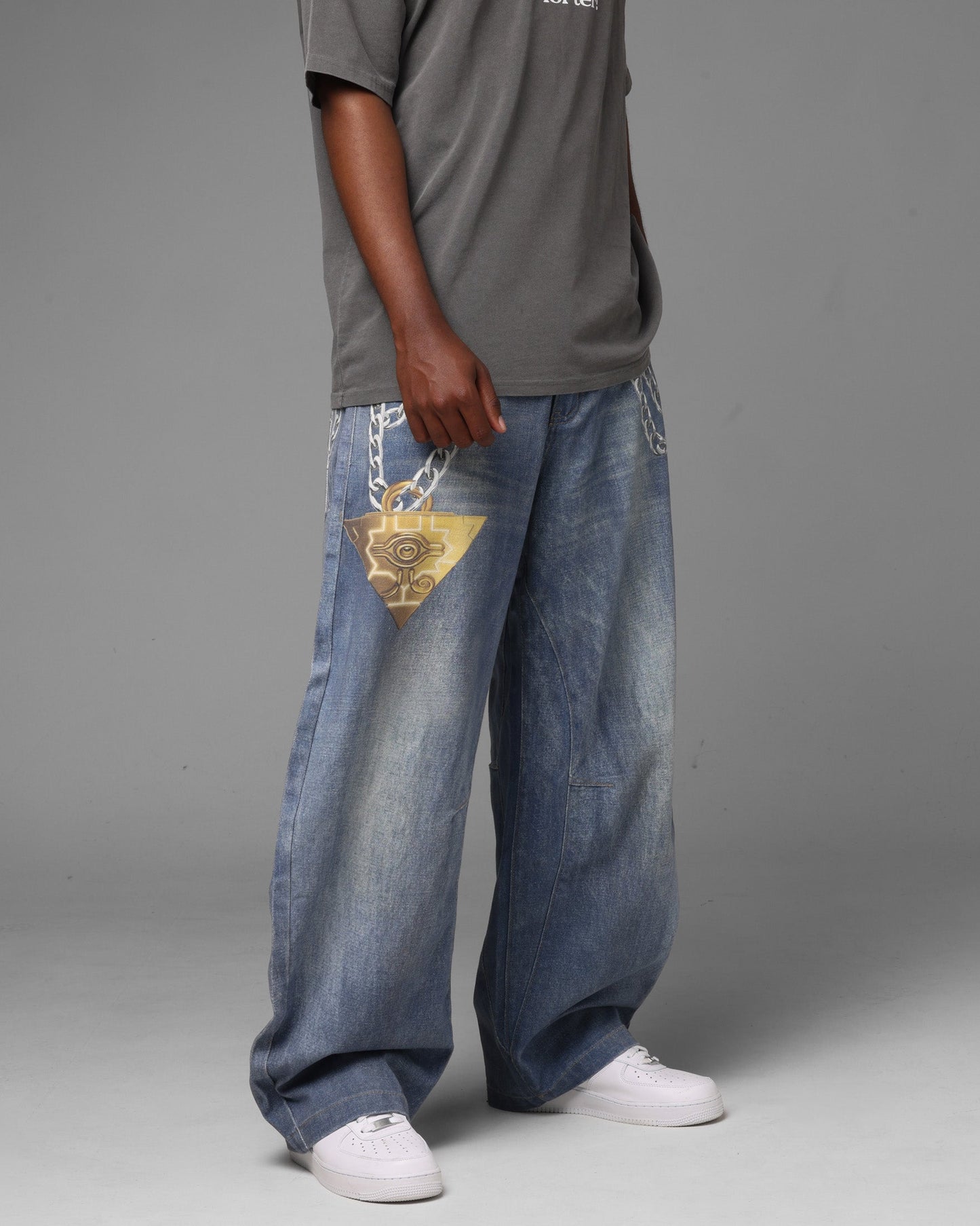 Loiter X Yu-Gi-Oh! Printed Yugi Denim Jeans Denim Blue