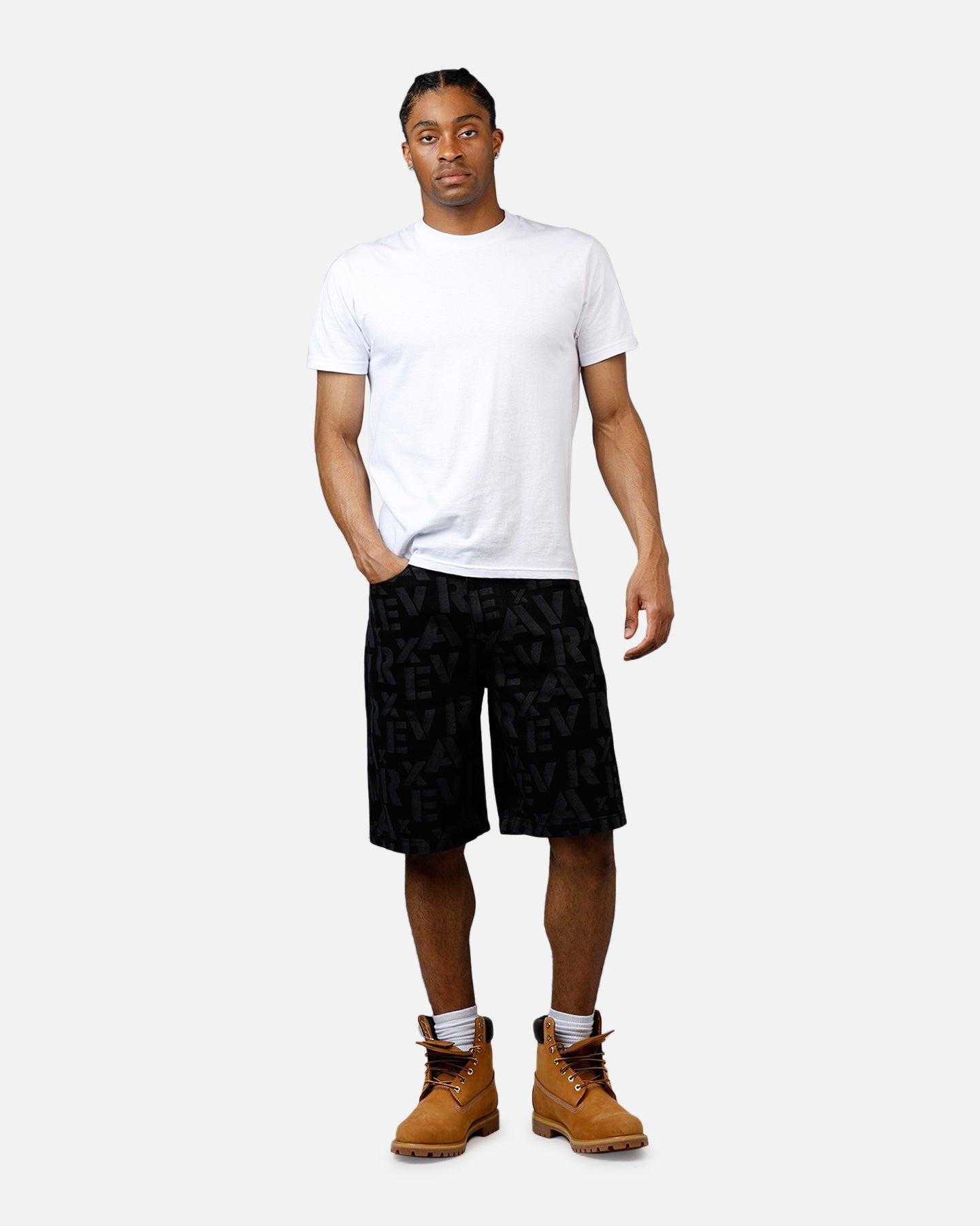 Avirex Monogram Denim Shorts Black
