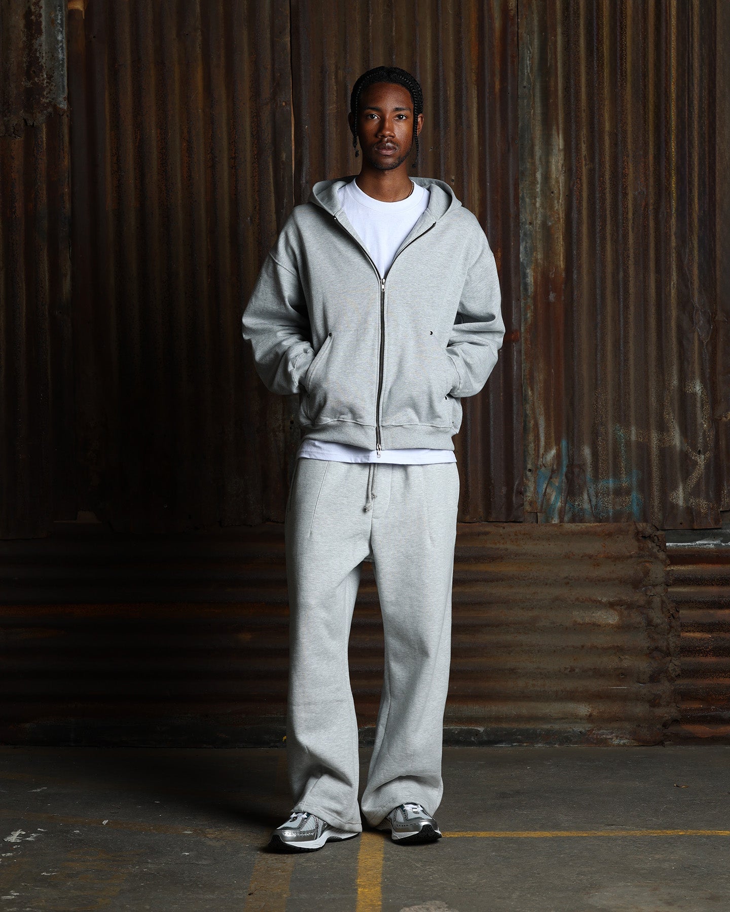 American Thrift Wide Leg Pants Grey Heather