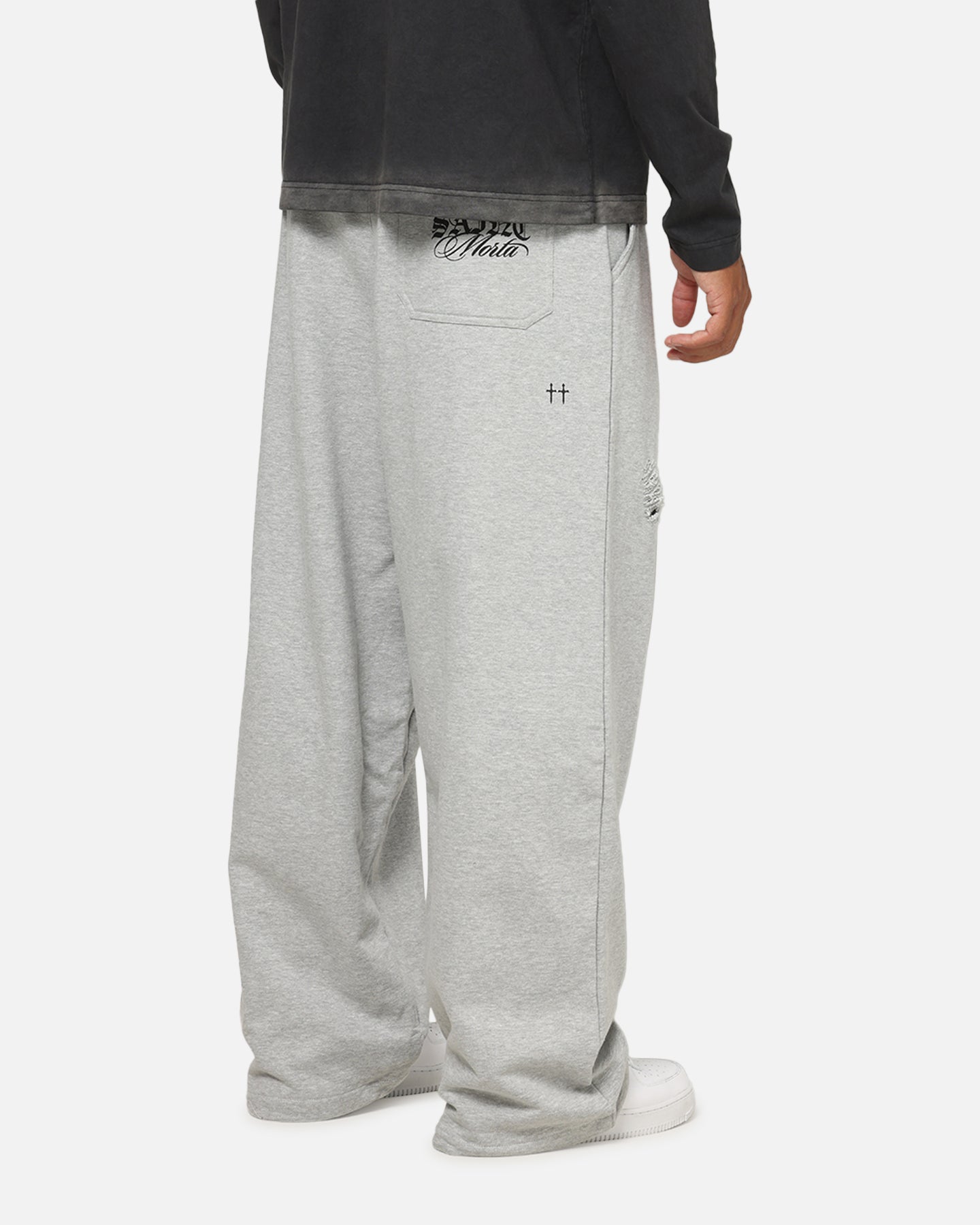 Saint Morta Distressed Baggy Sweatpants Grey Marle