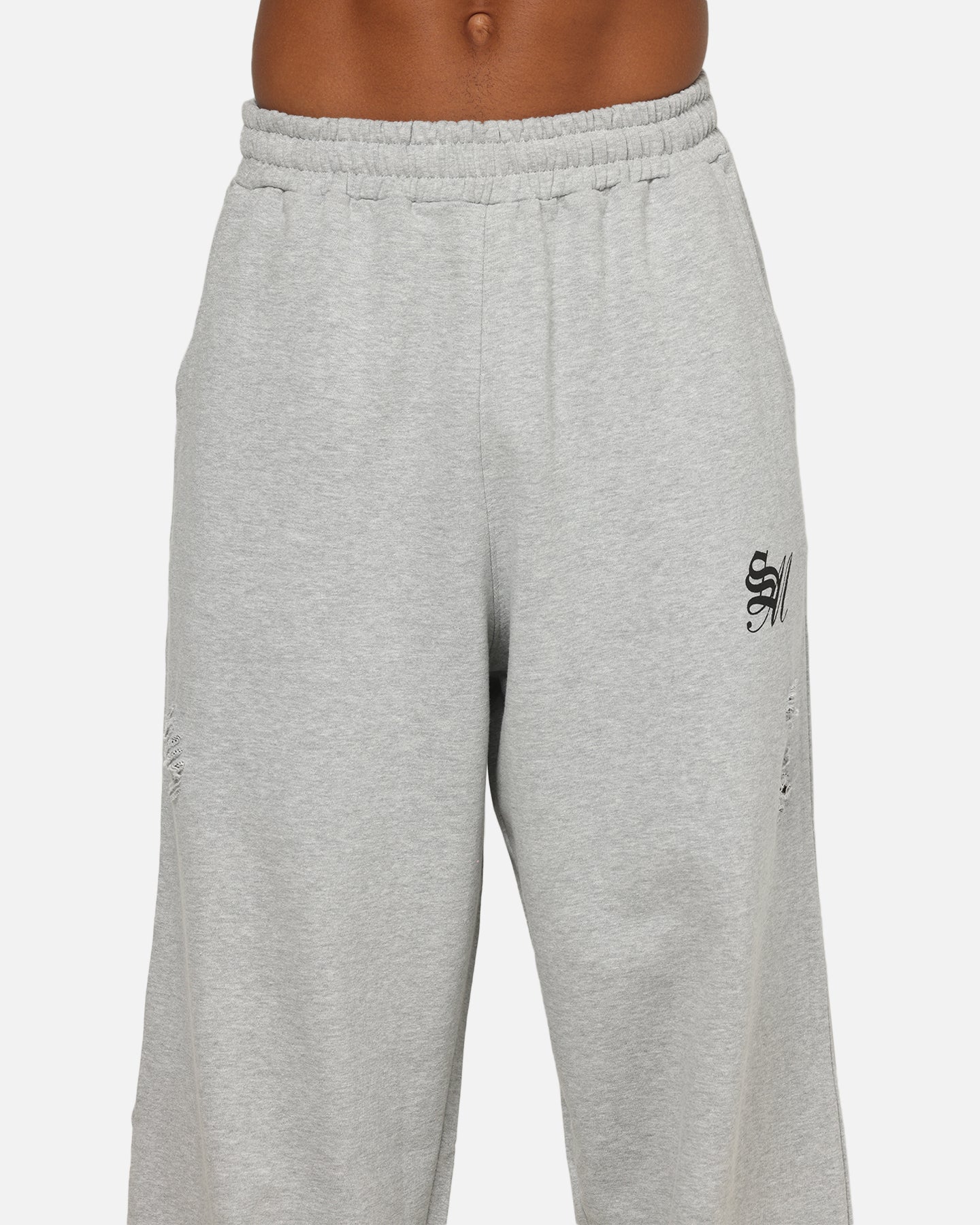 Saint Morta Distressed Baggy Sweatpants Grey Marle