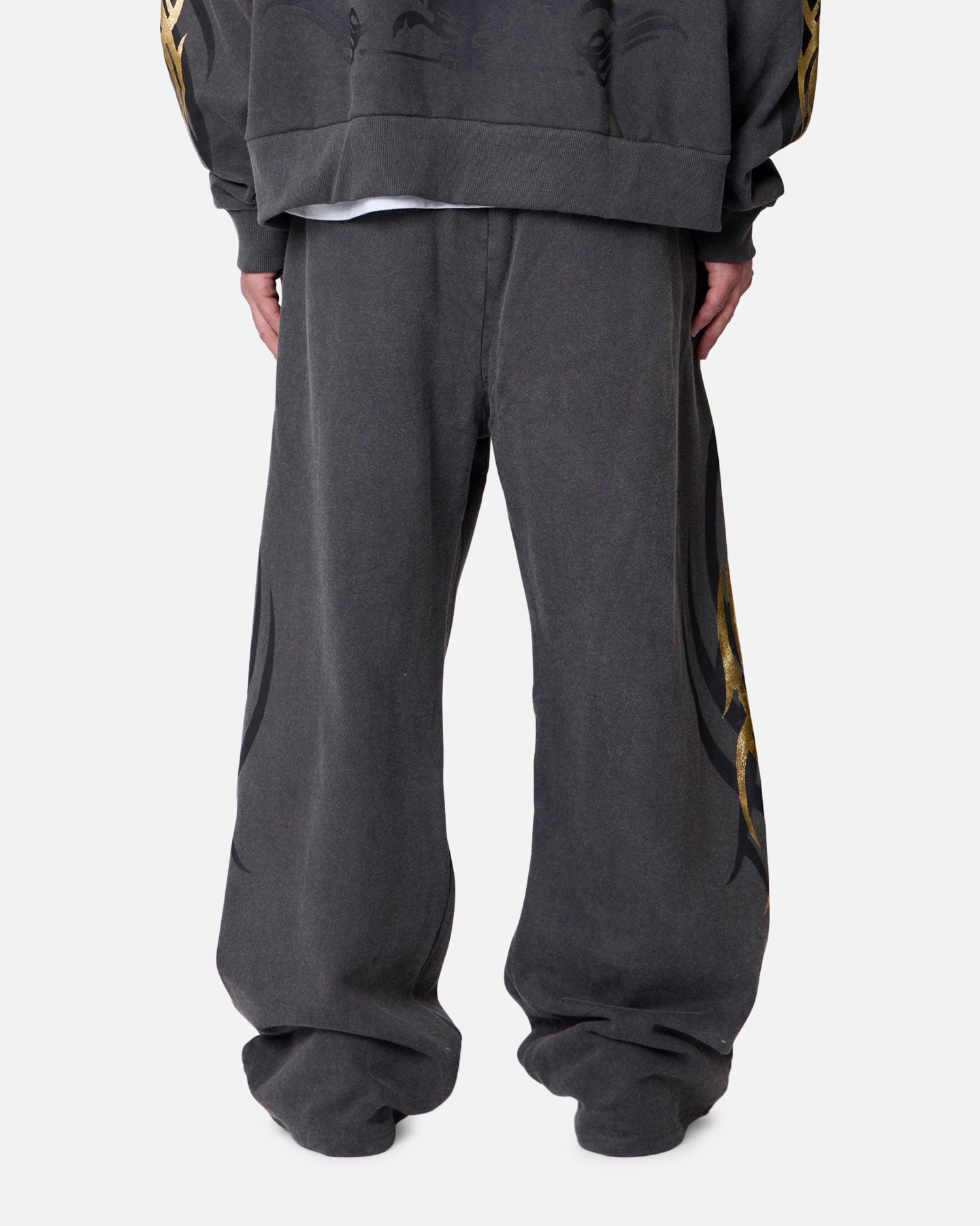 MNML Gold Foil Tribal Sweatpants Washed Black