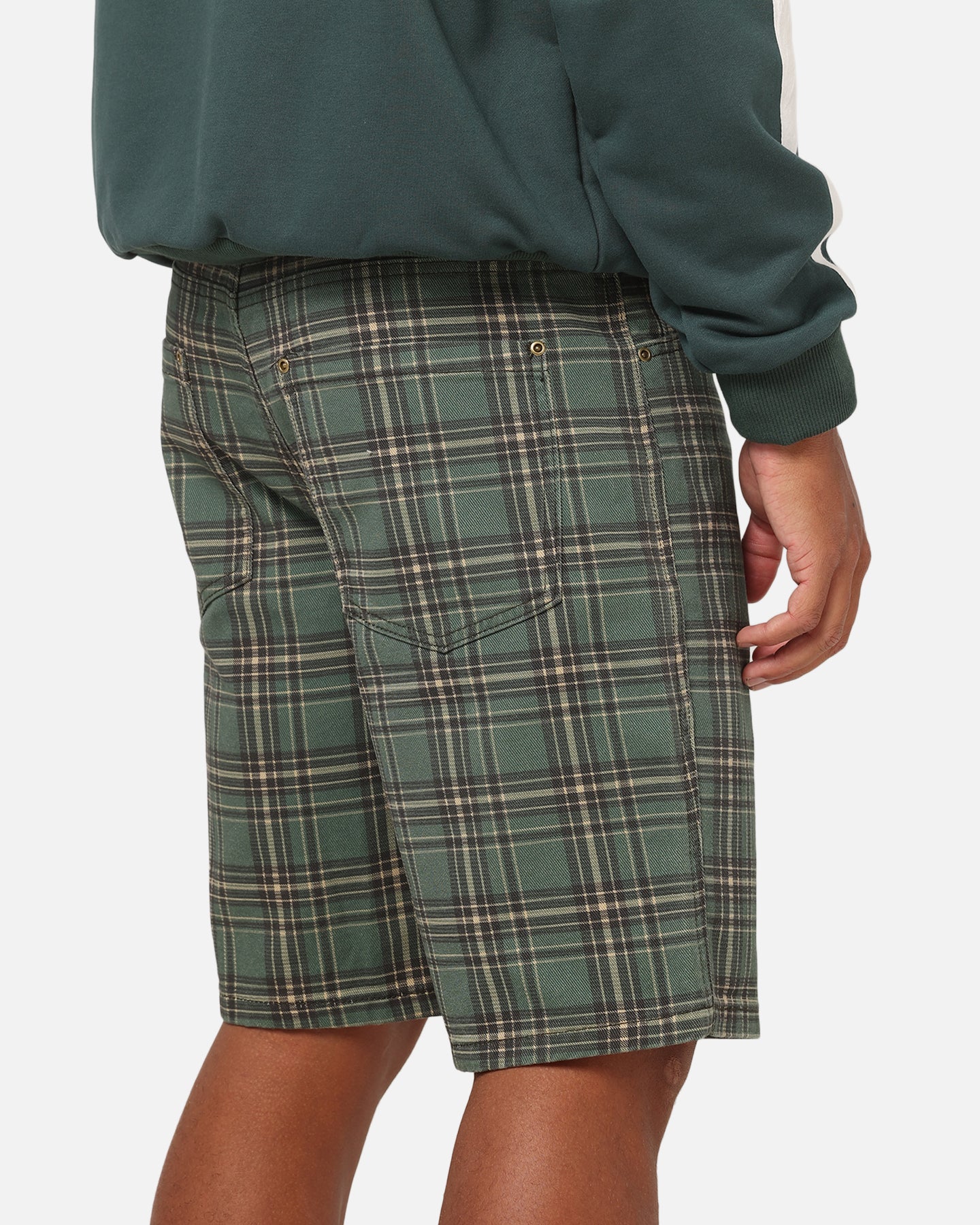 Carre Avenue Jorts Green Plaid