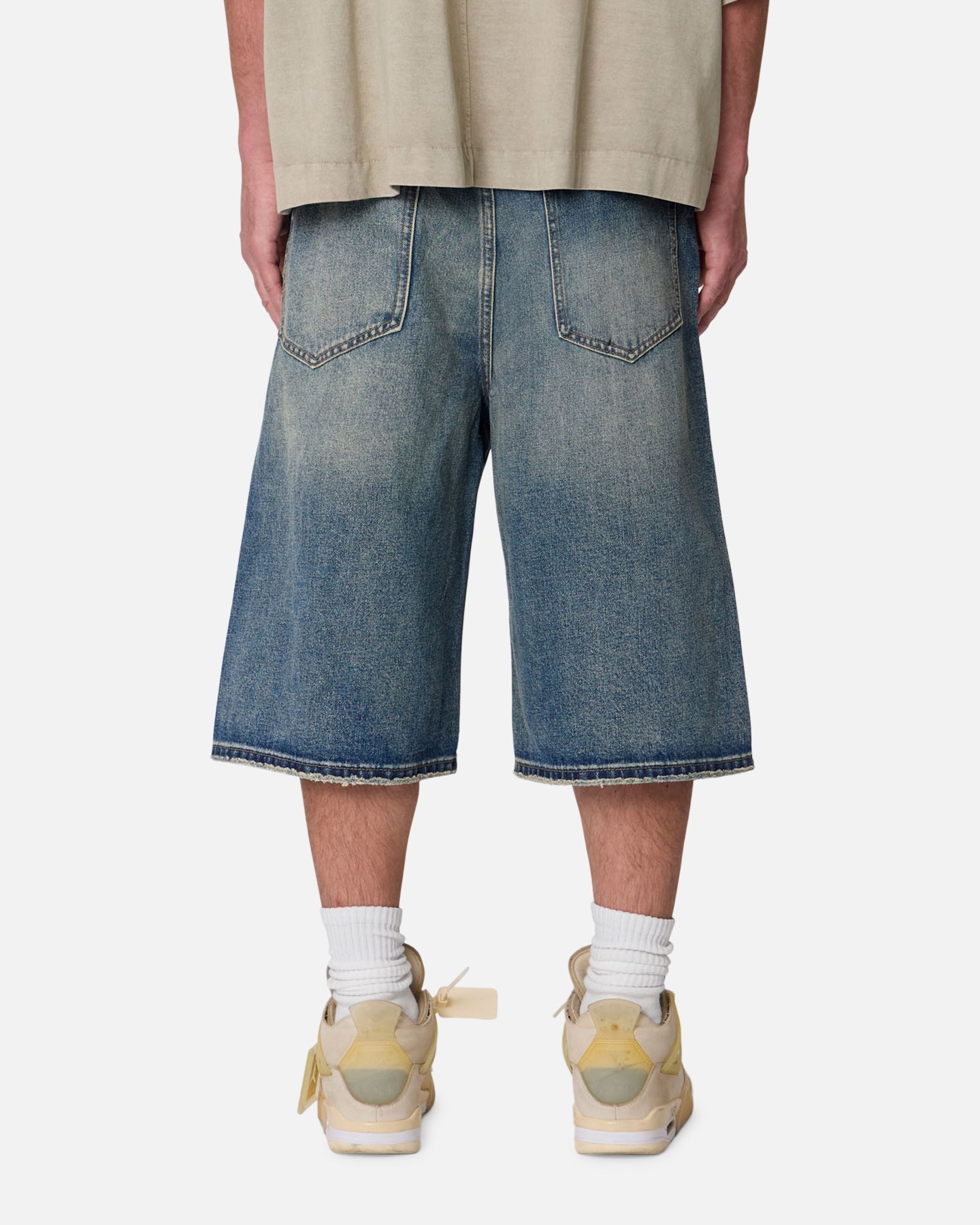 MNML Ultra Baggy Crystal Denim Shorts Blue
