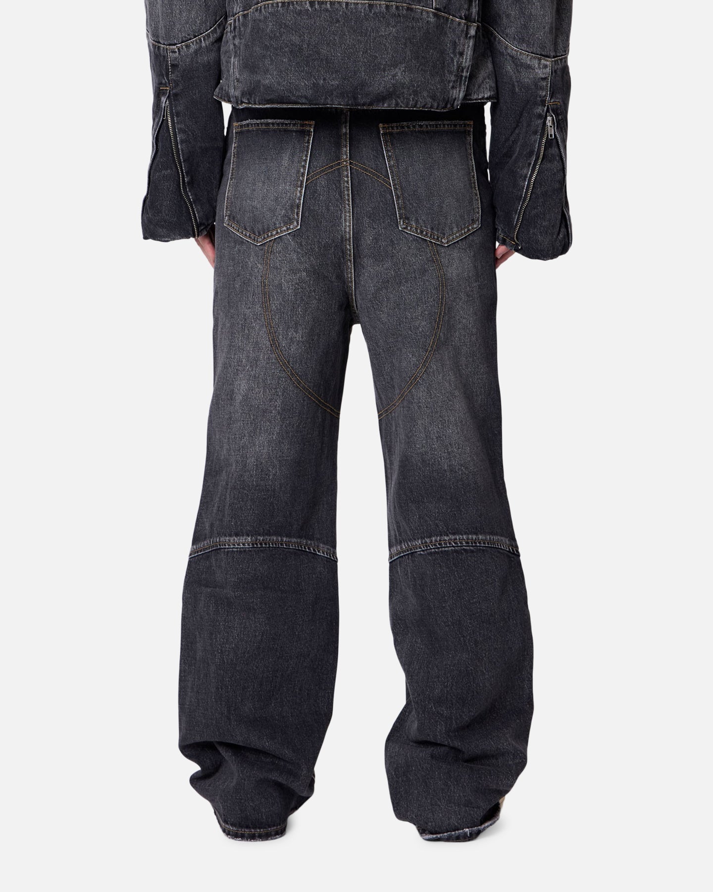 MNML Panelled Moto Denim Jeans Washed Black