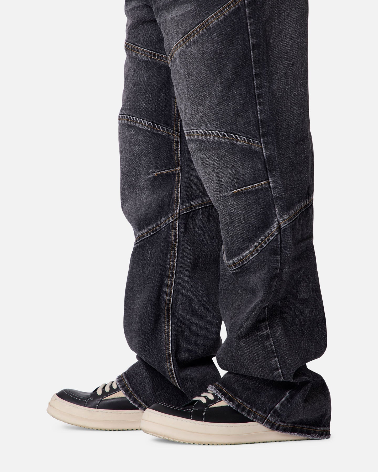 MNML Panelled Moto Denim Jeans Washed Black