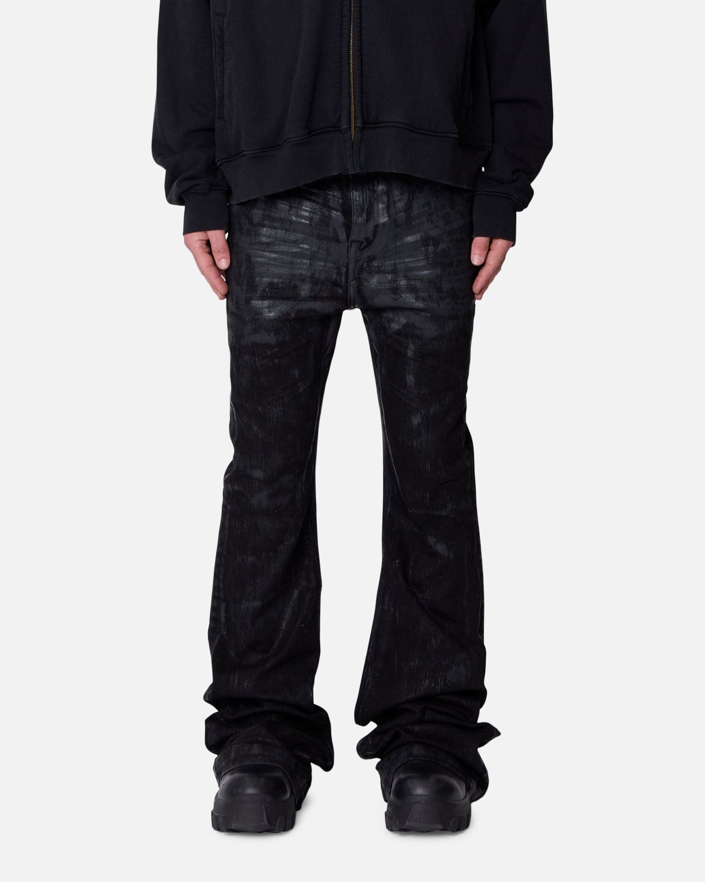 MNML Super Stacked Denim Jeans Washed Black